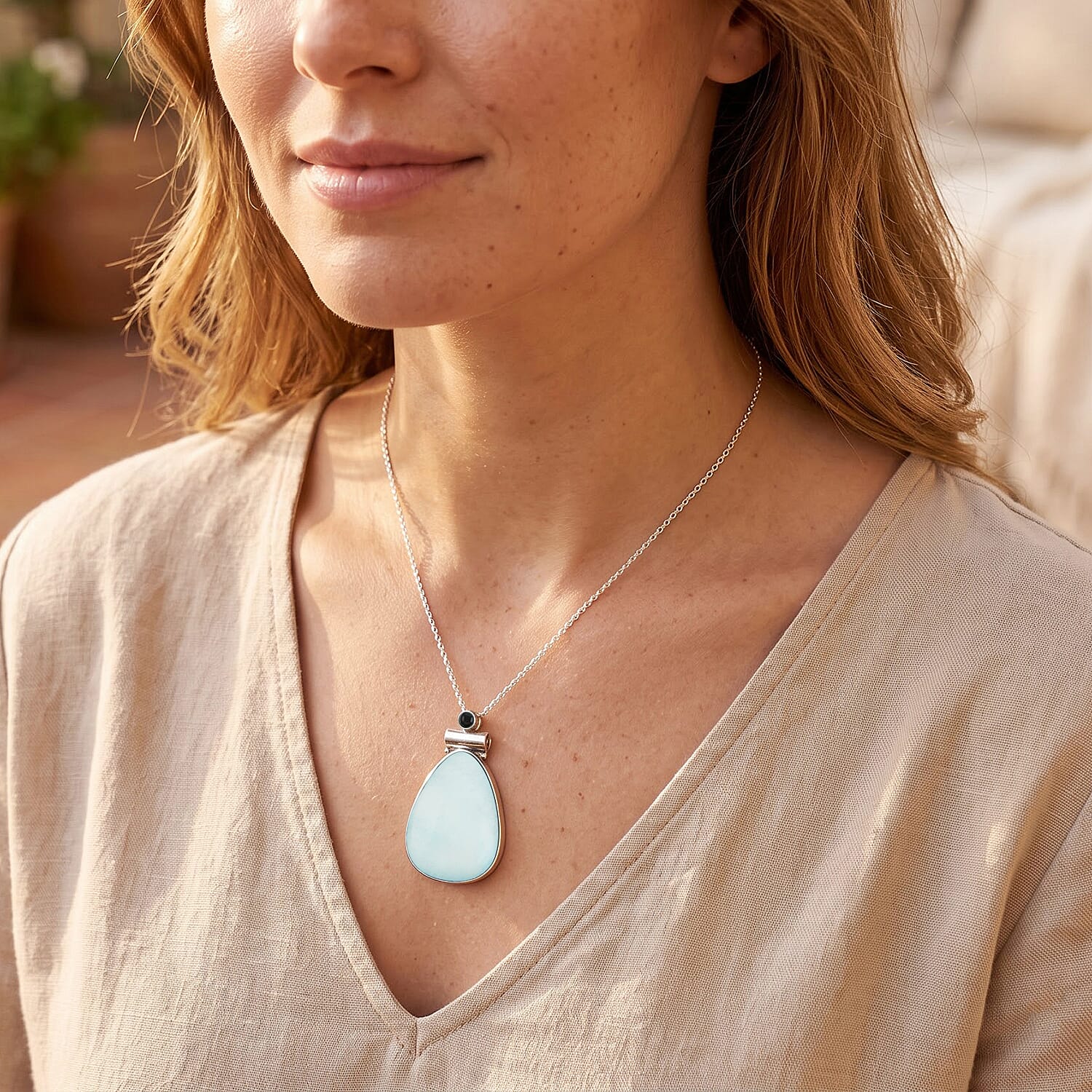 Aquamarine and Multi Gemstone 60.00 ctw Drop Tube Pendant Without in Stainless Steel (Center Stone Varies)