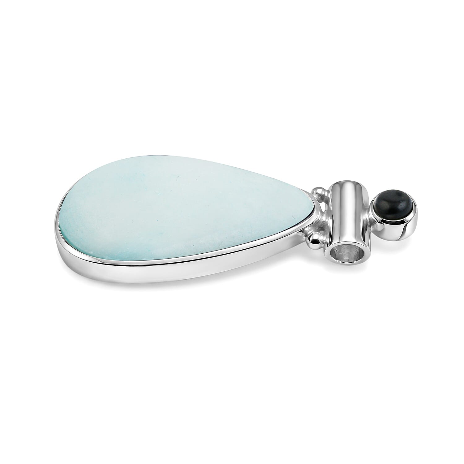 Aquamarine and Multi Gemstone 60.00 ctw Drop Tube Pendant Without in Stainless Steel (Center Stone Varies)