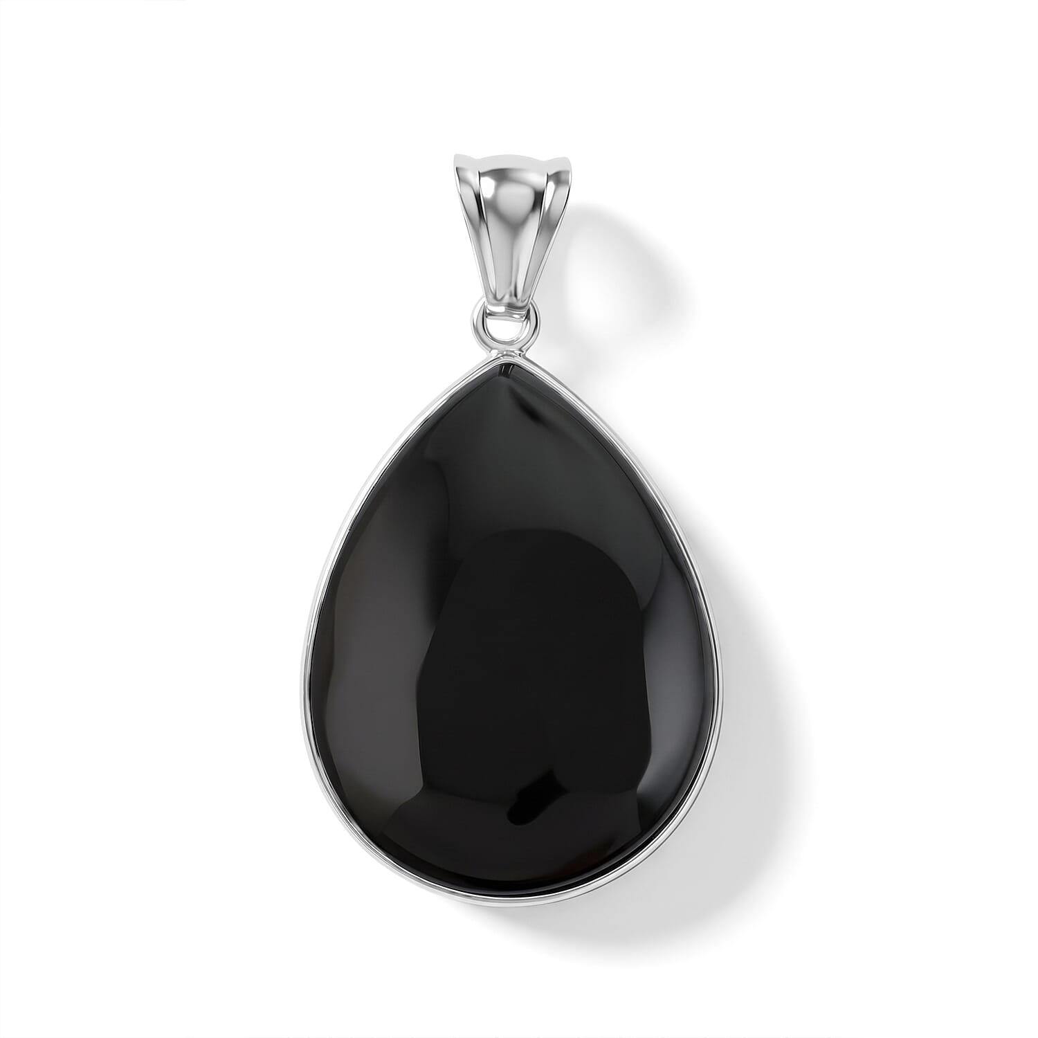Black Feldspar 60.00 ctw Drop Pendant Without in Stainless Steel