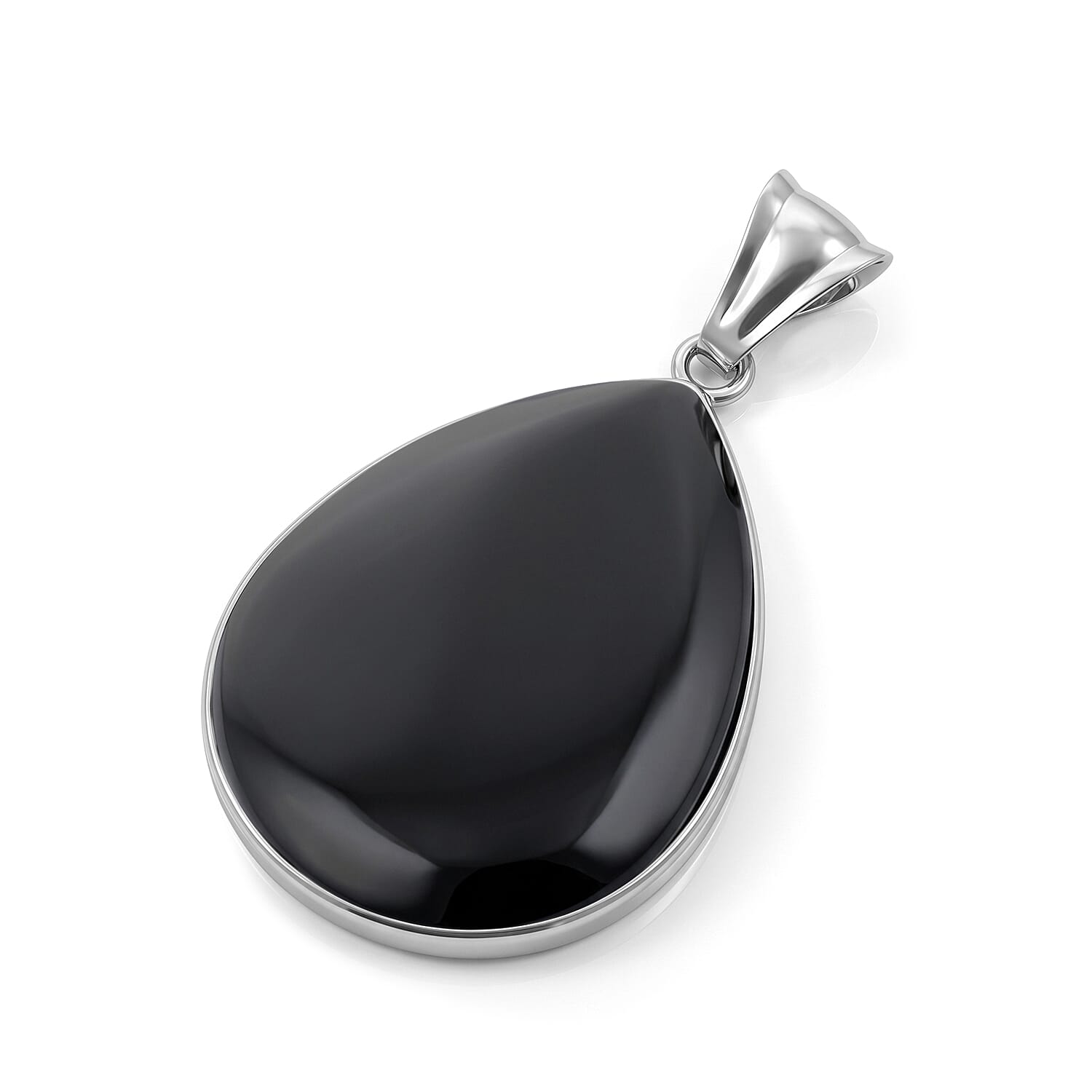 Black Feldspar 60.00 ctw Drop Pendant Without in Stainless Steel