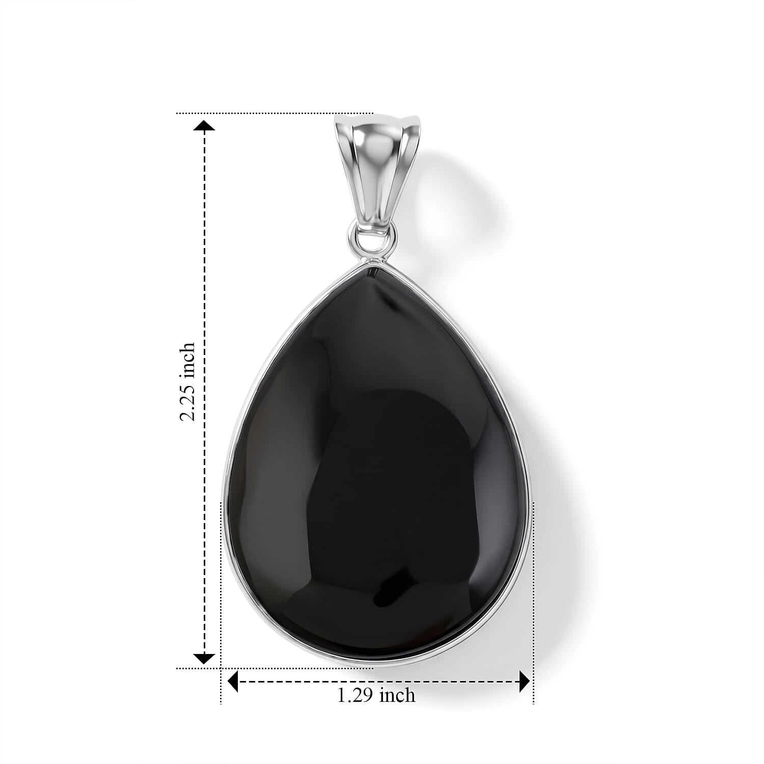 Black Feldspar 60.00 ctw Drop Pendant Without in Stainless Steel