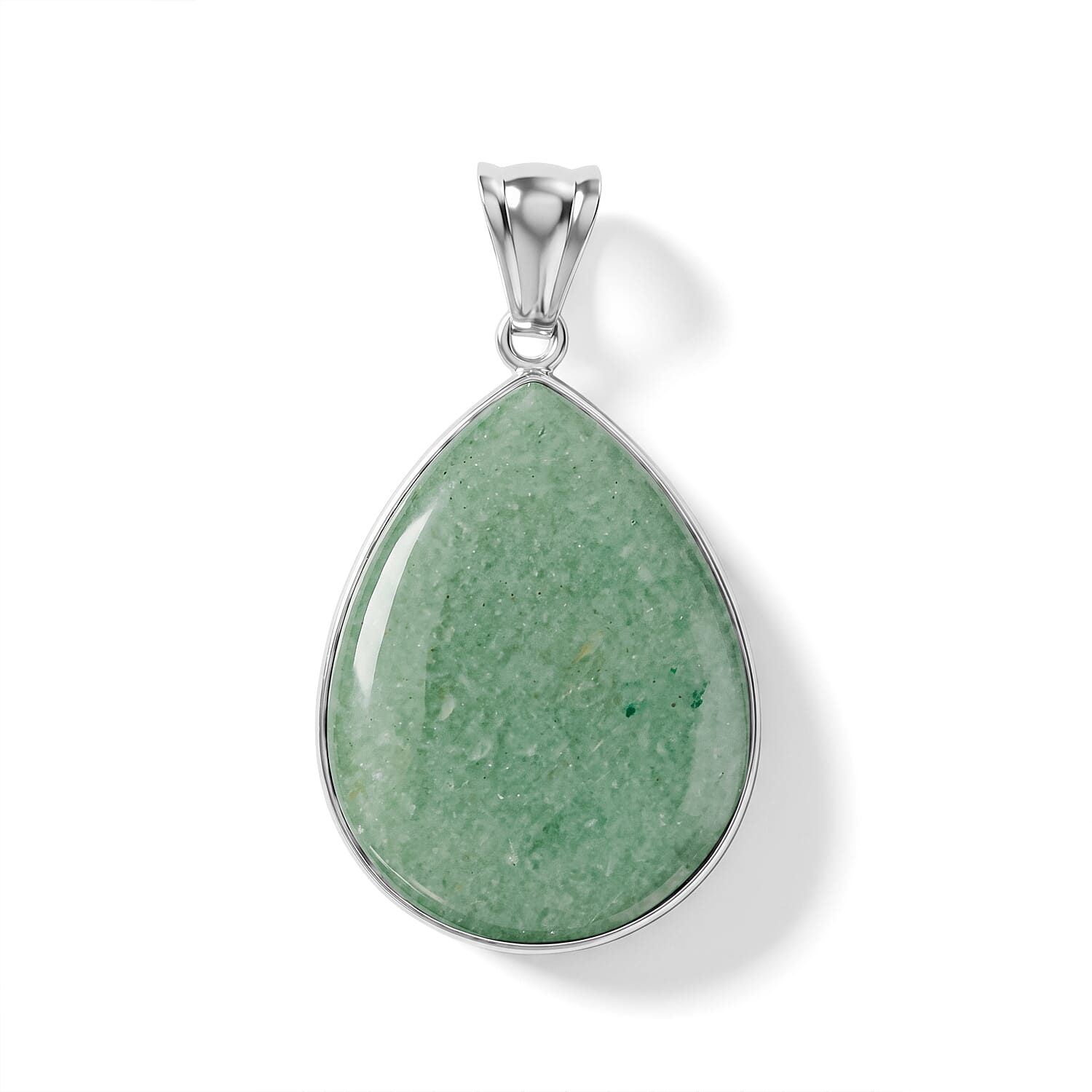 Green Aventurine 55.00 ctw Drop Pendant Without in Stainless Steel