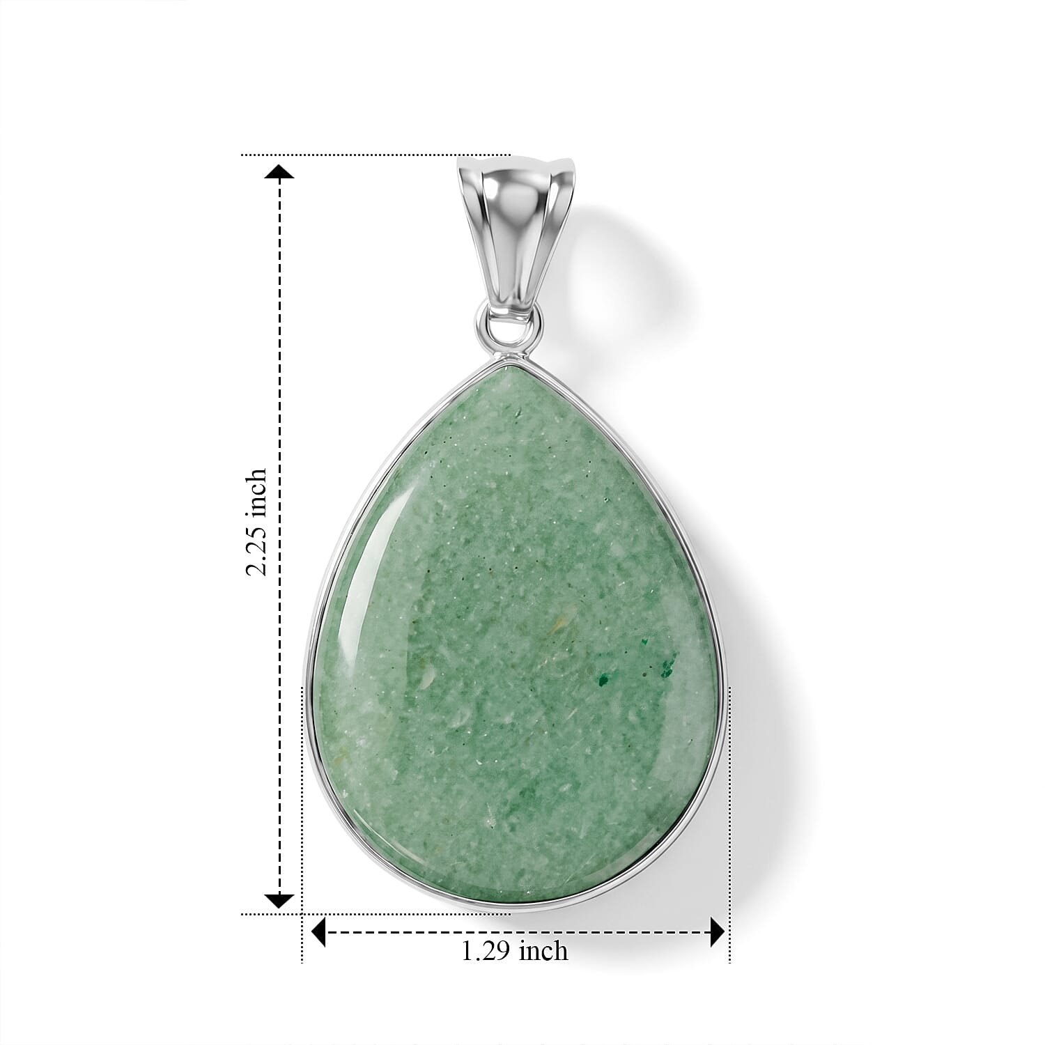 Green Aventurine 55.00 ctw Drop Pendant Without in Stainless Steel
