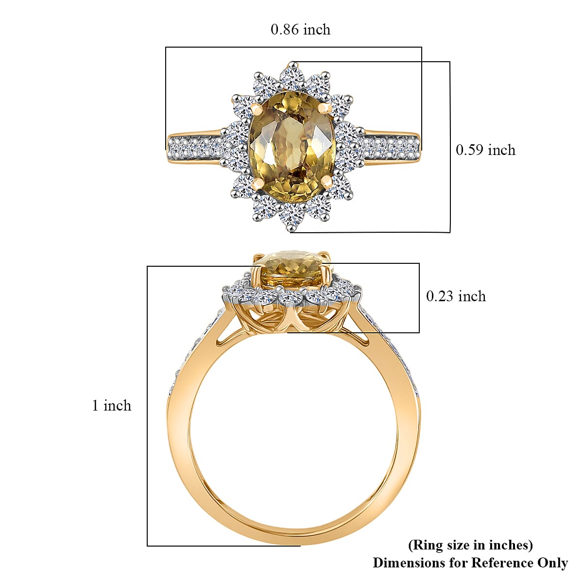 Certified and Appraised AAA Golden Zircon and Luxuriant Lab Grown Diamond G-H SI 3.50 ctw Ring in 10K Yellow Gold (Size 6.0)