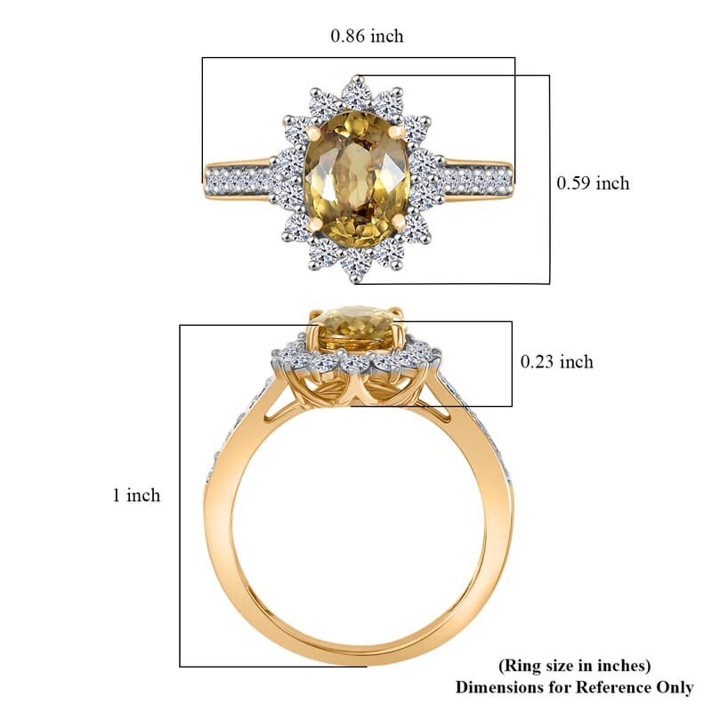 Certified and Appraised AAA Golden Zircon and Luxuriant Lab Grown Diamond G-H SI 3.50 ctw Ring in 10K Yellow Gold (Size 6.0)