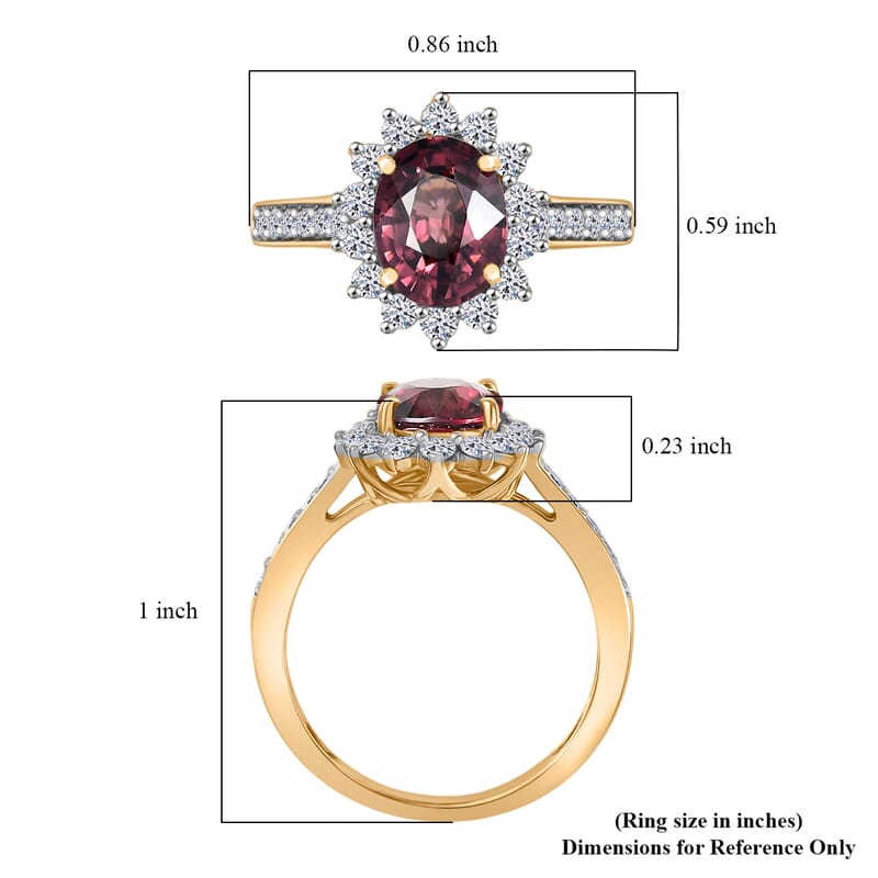 Certified and Appraised AAA Raspberry Zircon and Luxuriant Lab Grown Diamond G-H SI 3.50 ctw Ring in 10K Yellow Gold (Size 7.0)