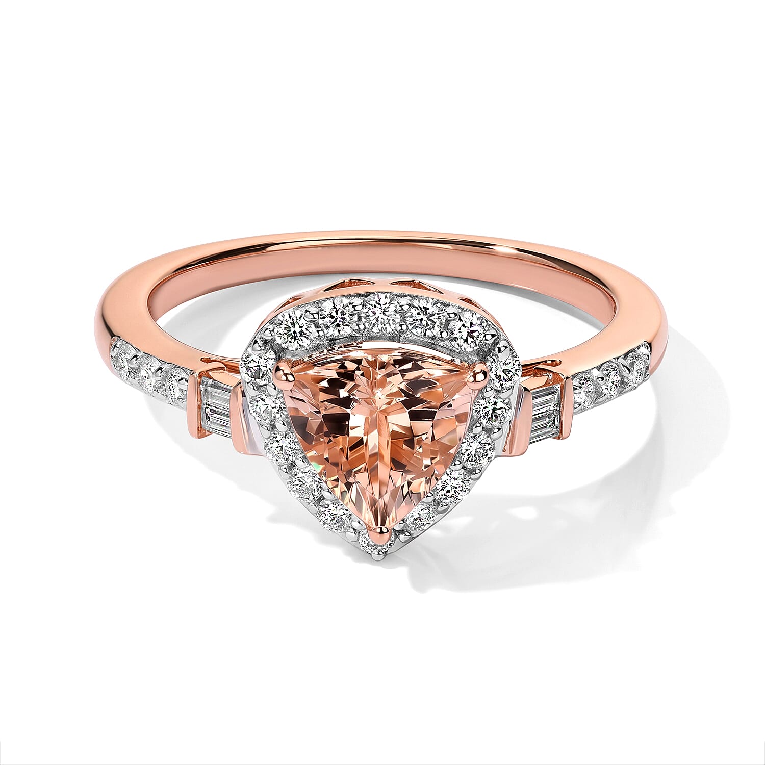 Certified & Appraised D'Joy Premium Marropino Morganite and Moissanite 1.50 ctw Ring in 18K Vermeil Rose Gold Over Sterling Silver (Size 6.0)