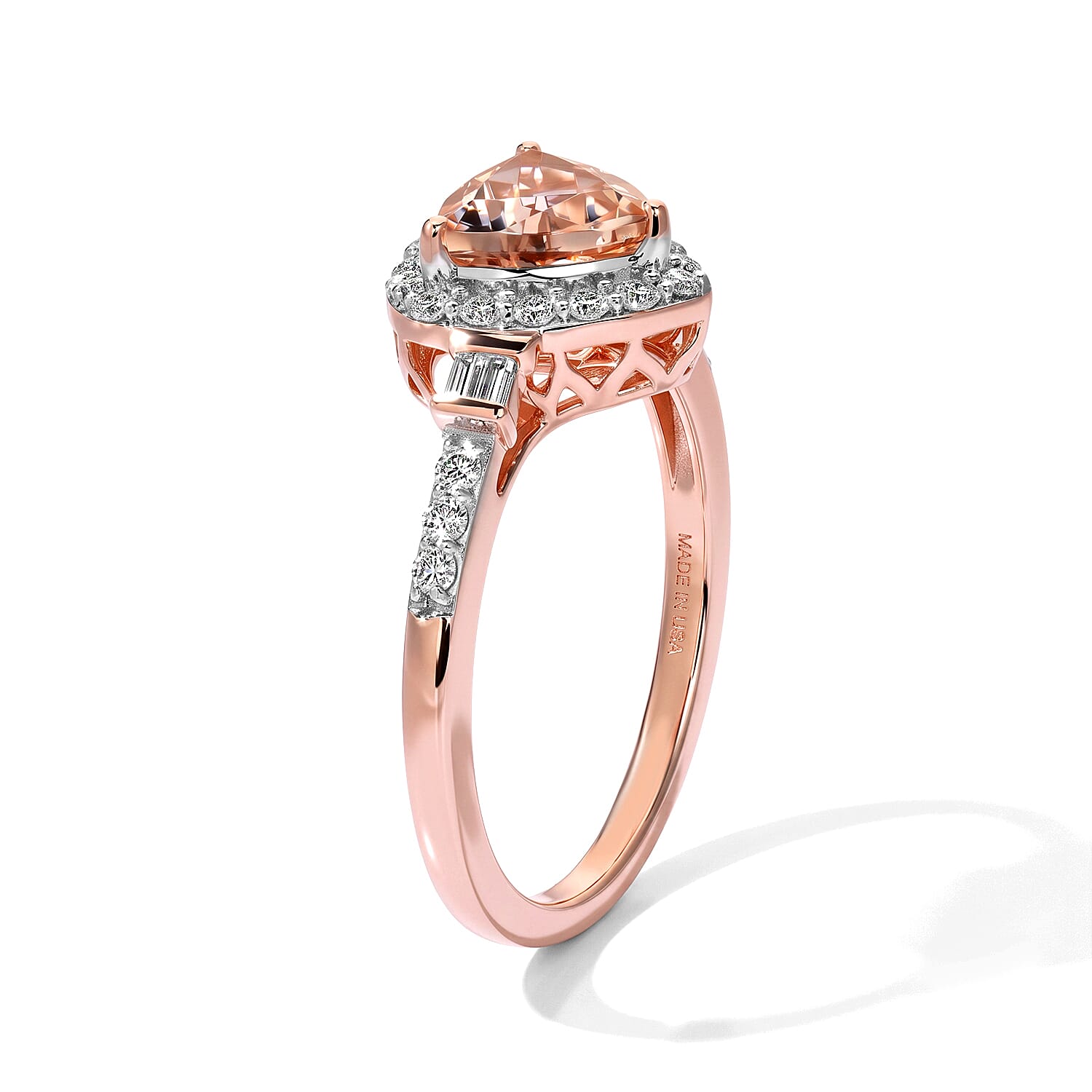 Certified & Appraised D'Joy Premium Marropino Morganite and Moissanite 1.50 ctw Ring in 18K Vermeil Rose Gold Over Sterling Silver (Size 6.0)