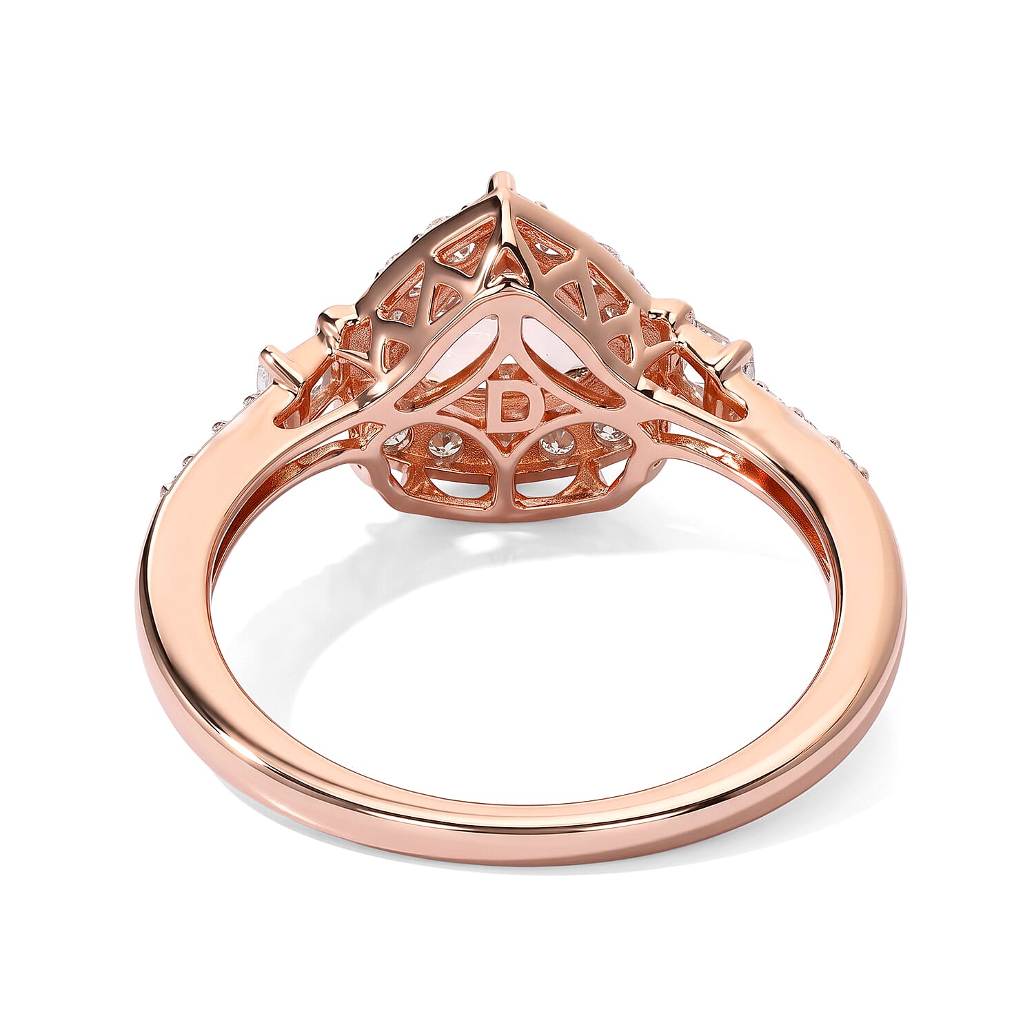 Certified & Appraised D'Joy Premium Marropino Morganite and Moissanite 1.50 ctw Ring in 18K Vermeil Rose Gold Over Sterling Silver (Size 6.0)
