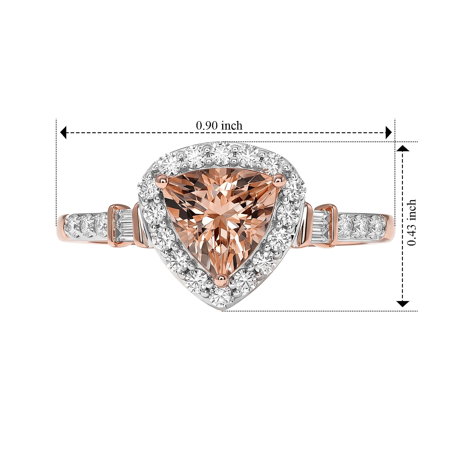 Certified & Appraised D'Joy Premium Marropino Morganite and Moissanite 1.50 ctw Ring in 18K Vermeil Rose Gold Over Sterling Silver (Size 6.0)