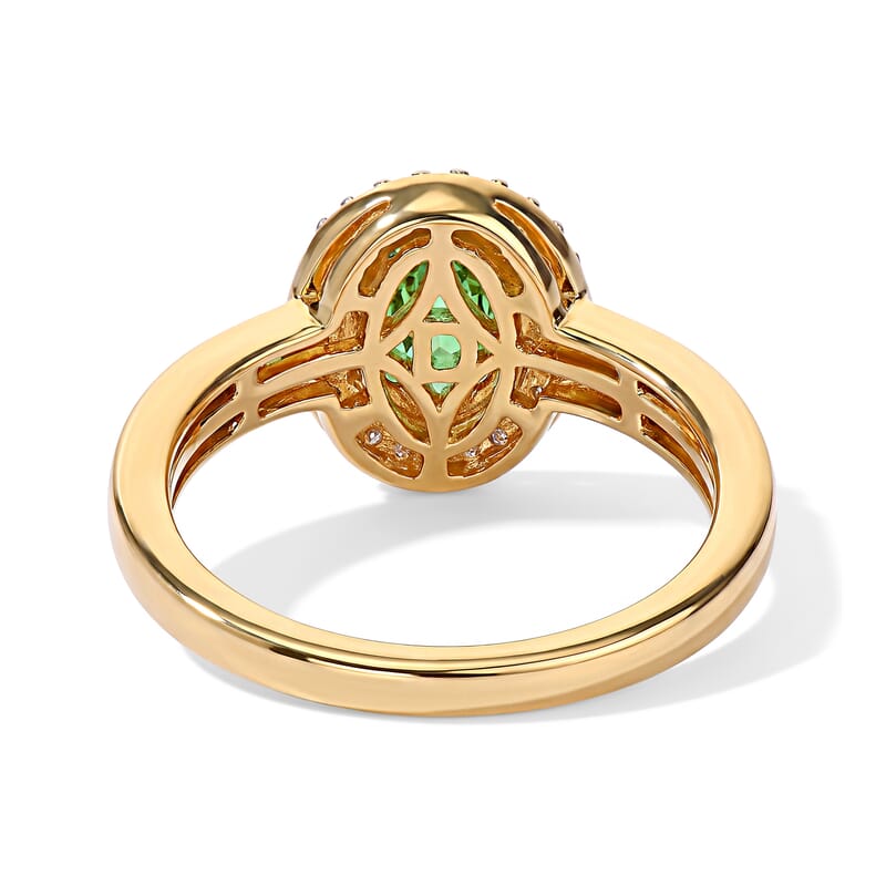 D'Joy Premium Tsavorite Garnet and Moissanite 0.80 ctw Meadow Bloom Ring in 18K Vermeil Yellow Gold Over Sterling Silver (Size 7.0)