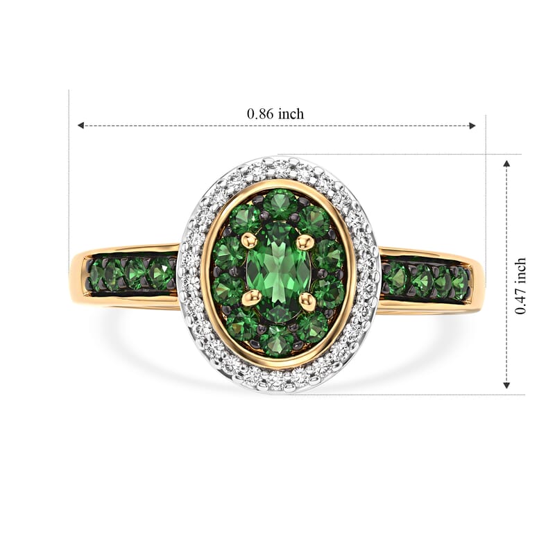 D'Joy Premium Tsavorite Garnet and Moissanite 0.80 ctw Meadow Bloom Ring in 18K Vermeil Yellow Gold Over Sterling Silver (Size 7.0)