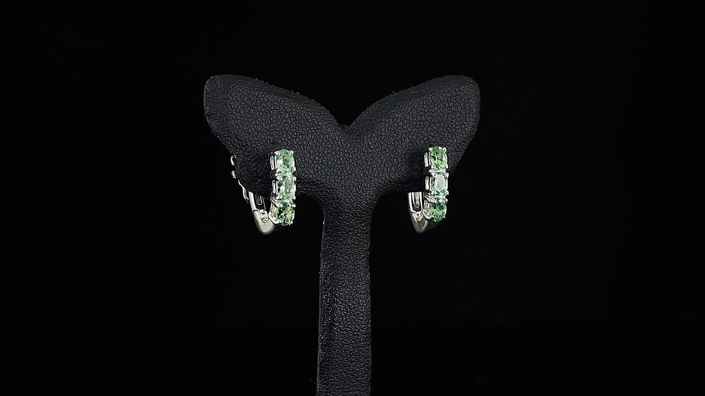 D''joy Tsavorite Garnet Earring in Rhodium OverSterling Silver 1.11 ctw