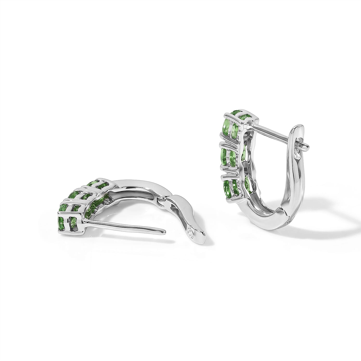 D'Joy Premium Tsavorite Garnet 1.10 ctw Earrings in Rhodium Over Sterling Silver