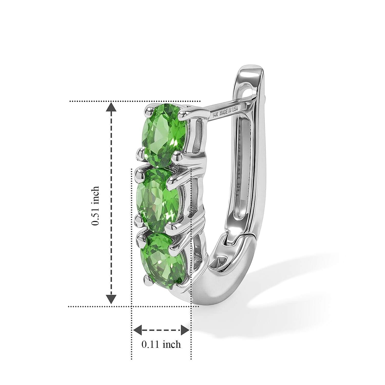 D'Joy Premium Tsavorite Garnet 1.10 ctw Earrings in Rhodium Over Sterling Silver