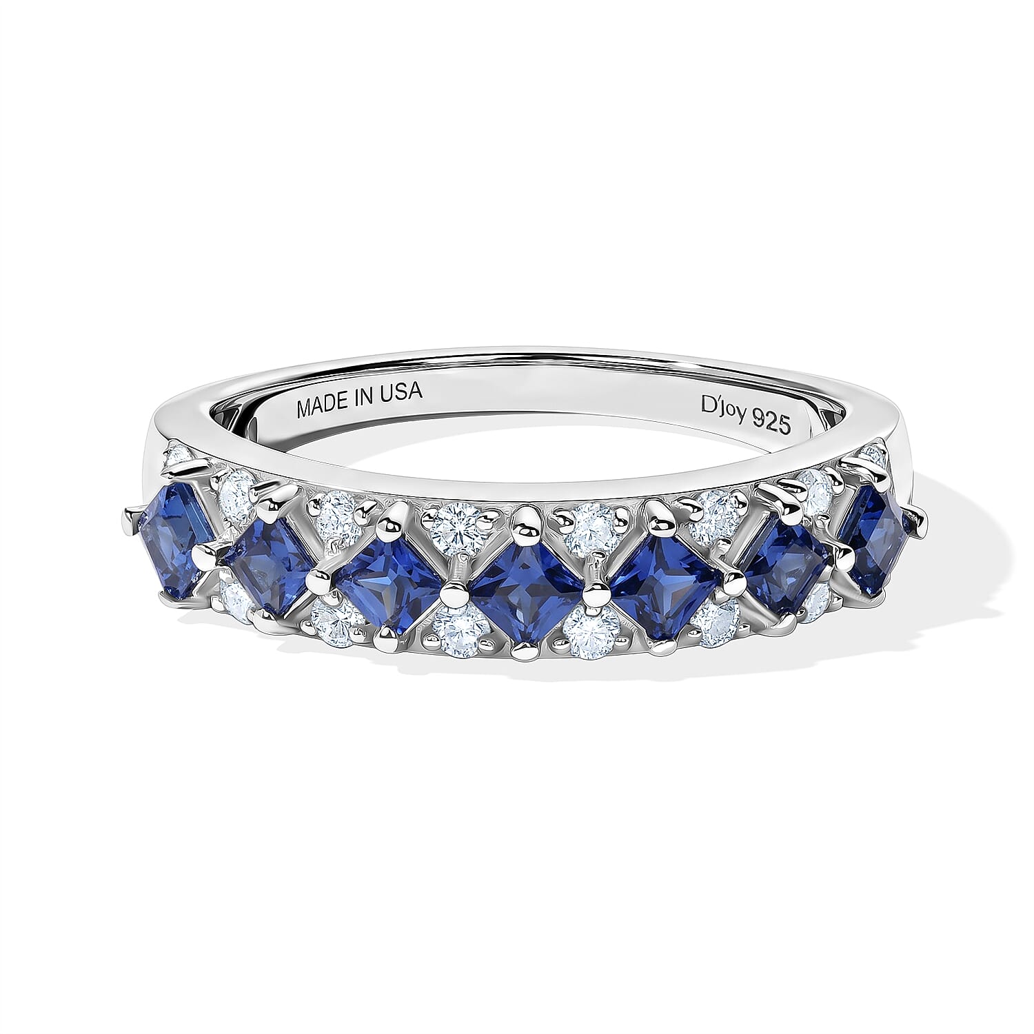 Certified and Appraised D'Joy AAA Ceylon Blue Sapphire and Moissanite 1.00 ctw Ring in Rhodium Over Sterling Silver (Size 6.0)