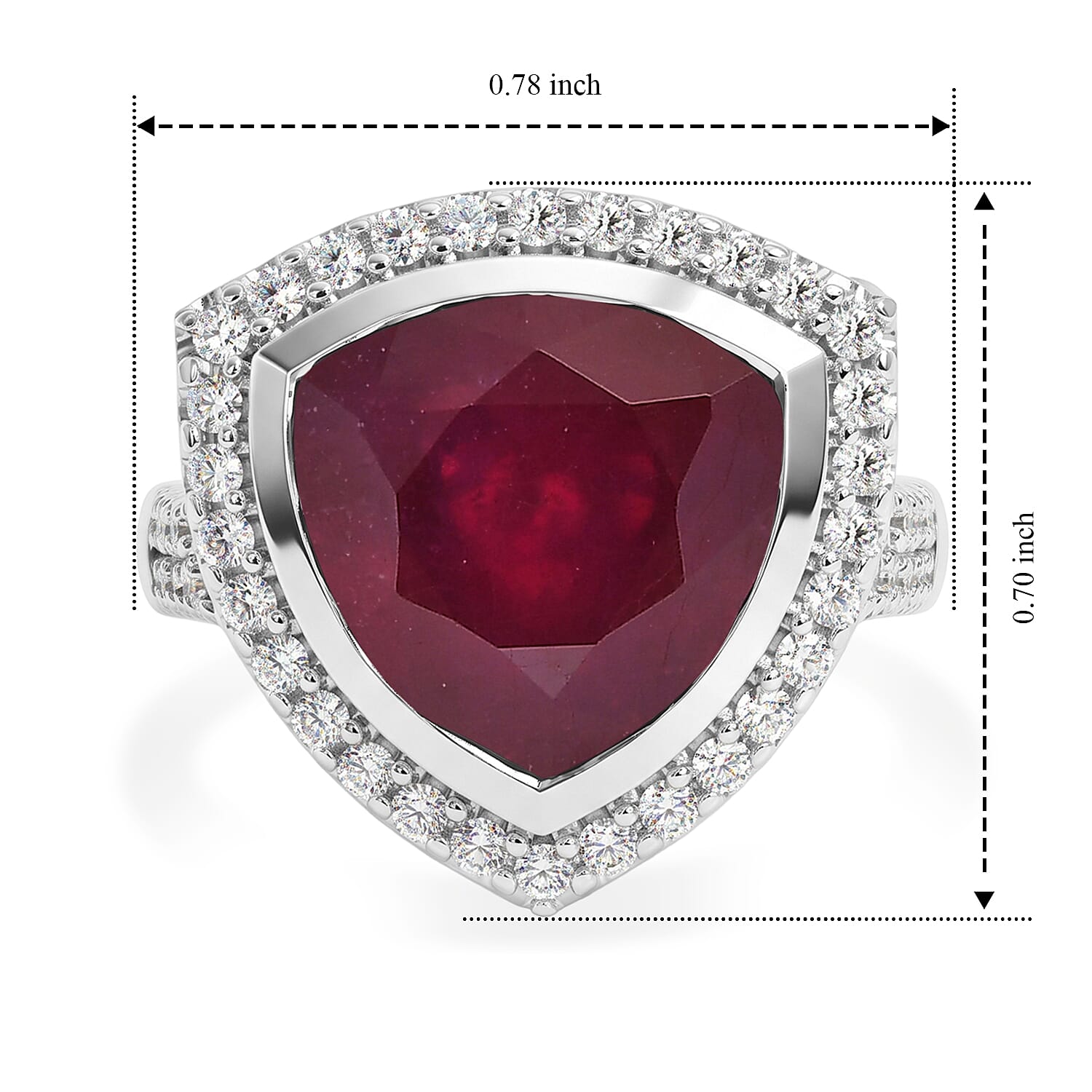 Certified and Appraised D'Joy Premium Niassa Ruby (FF) and Moissanite 8.70 ctw Ring in Rhodium Over Sterling Silver (Size 6.0)