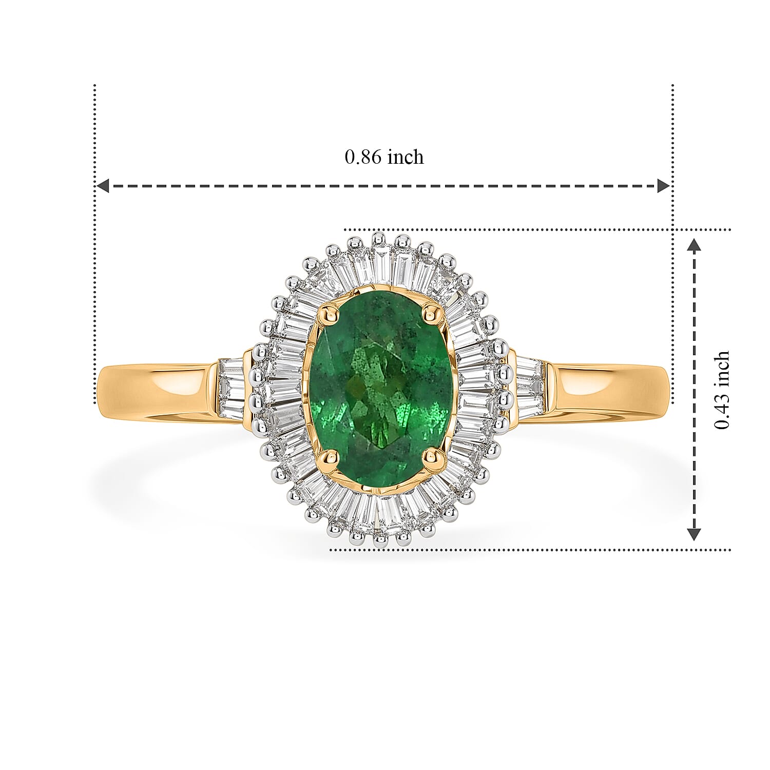 Luxoro AAA Tsavorite Garnet and Diamond I2 1.10 ctw Garden Halo Ring in 10K Yellow Gold (Size 6.0)
