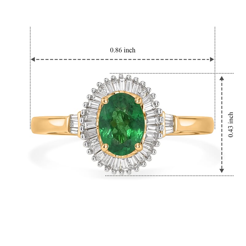 Luxoro AAA Tsavorite Garnet and Diamond I2 1.10 ctw Garden Halo Ring in 10K Yellow Gold (Size 6.0)
