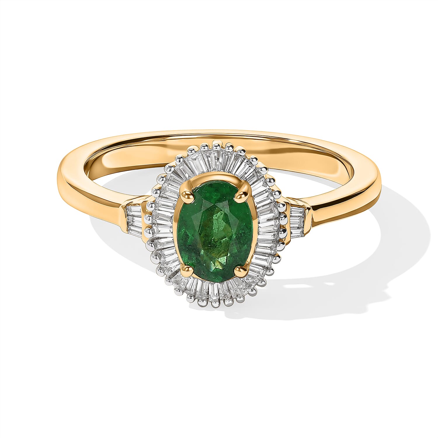 Luxoro AAA Tsavorite Garnet and Diamond I2 1.10 ctw Garden Halo Ring in 10K Yellow Gold (Size 9.0)