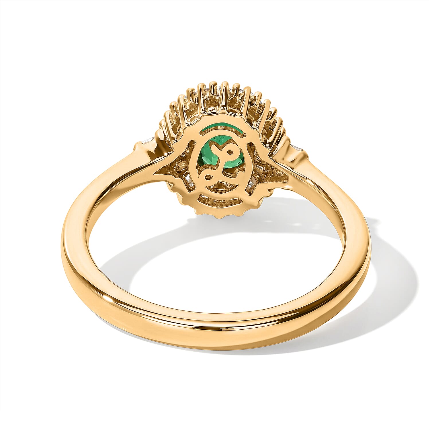 Luxoro AAA Tsavorite Garnet and Diamond I2 1.10 ctw Garden Halo Ring in 10K Yellow Gold (Size 9.0)