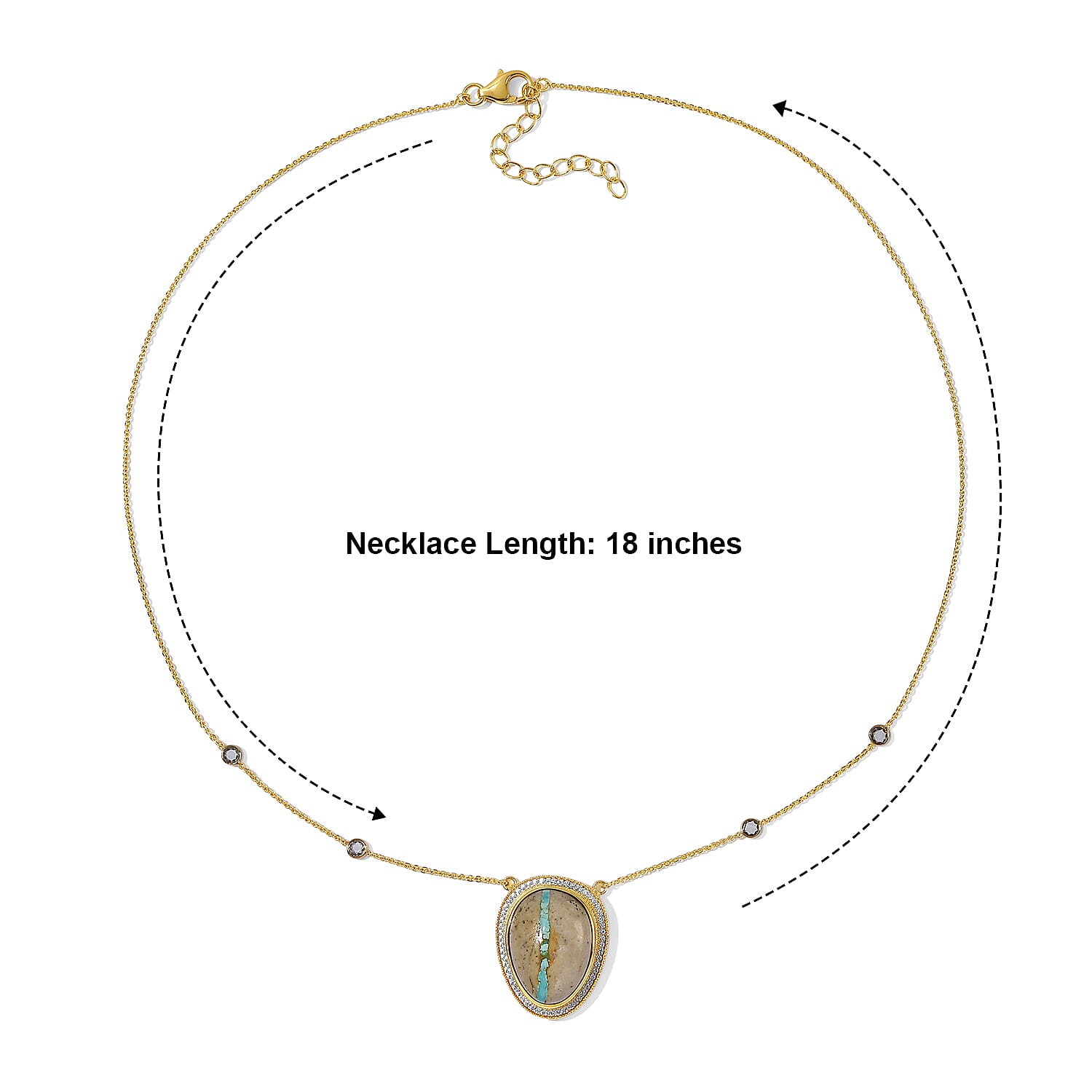 D'Joy Rachel Roy Premium Royston Ribbon Turquoise and Multi Gemstone 17.75 ctw Necklace in 18K Vermeil Yellow Gold Over Sterling Silver 18 Inches