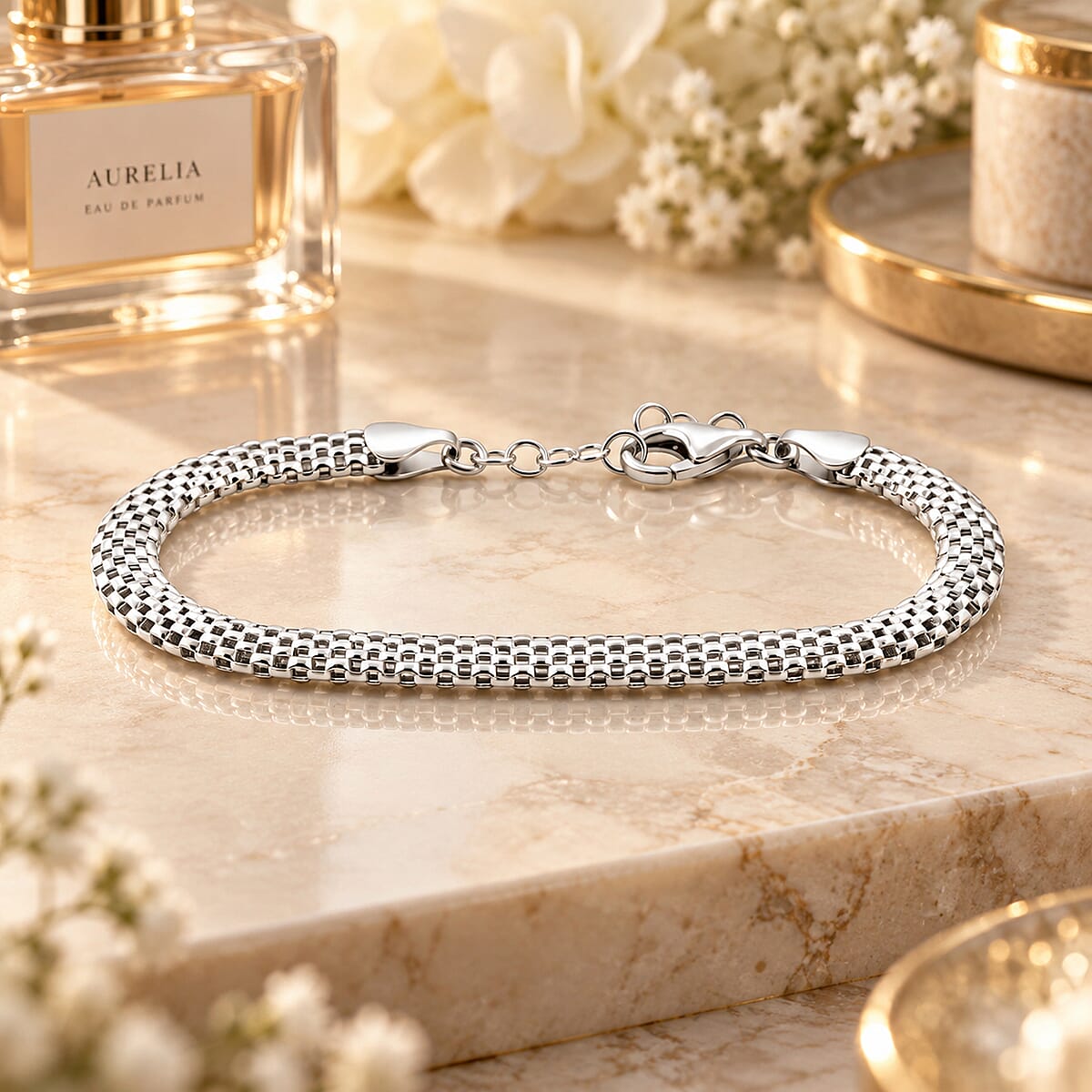 Italian La Bella Chain Bracelet in Sterling Silver (7-8In) 5.90 Grams