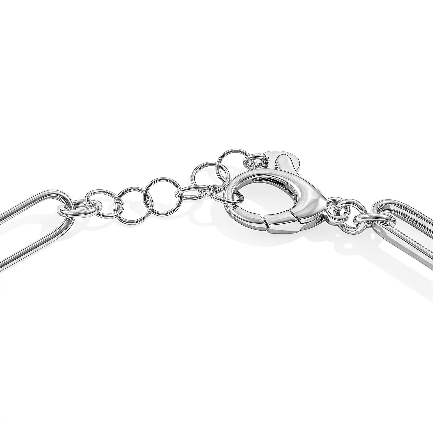Italian La Bella Paperclip Hollow Chain Bracelet in Sterling Silver (7-8In) 7.2 Grams
