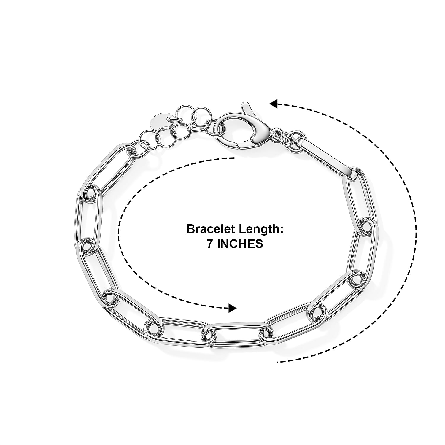 Italian La Bella Paperclip Hollow Chain Bracelet in Sterling Silver (7-8In) 7.2 Grams