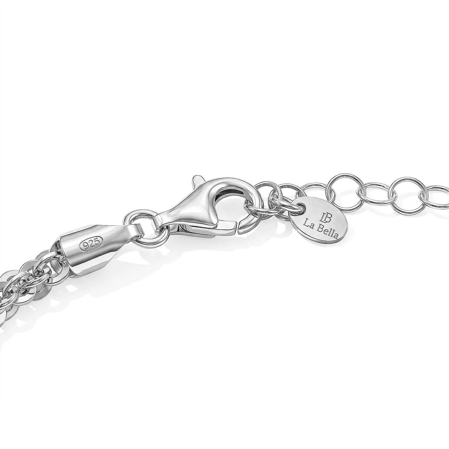 Italian La Bella Cristallnio Chain Bracelet in Sterling Silver (7-8In) 6.82 Grams