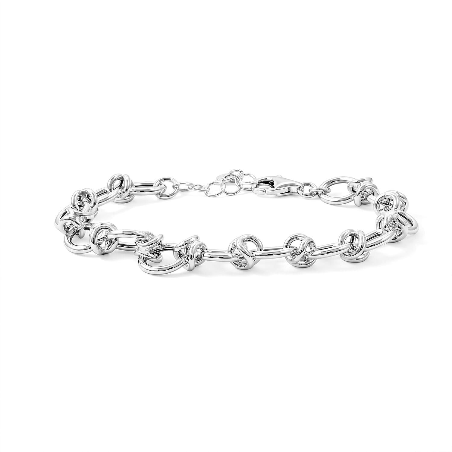 La Bella Italian Hollow Fancy Chain Bracelet in Sterling Silver (7-8In) 9.3 Grams