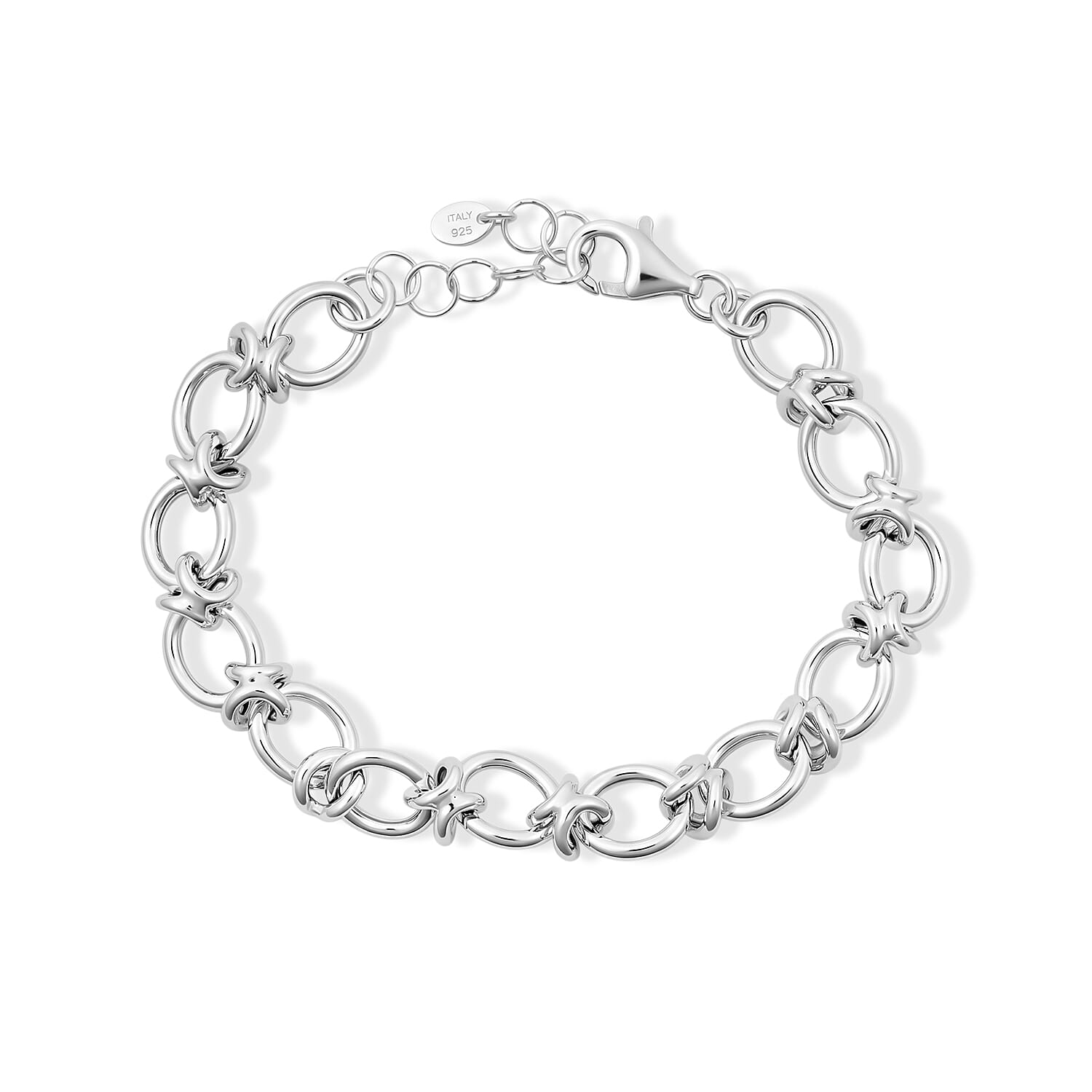 La Bella Italian Hollow Fancy Chain Bracelet in Sterling Silver (7-8In) 9.3 Grams