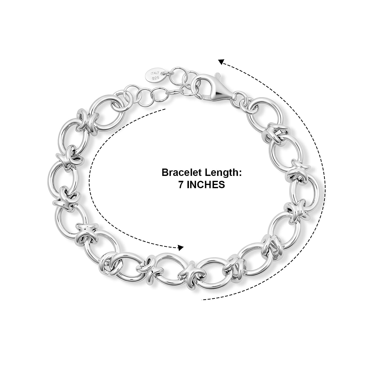 La Bella Italian Hollow Fancy Chain Bracelet in Sterling Silver (7-8In) 9.3 Grams