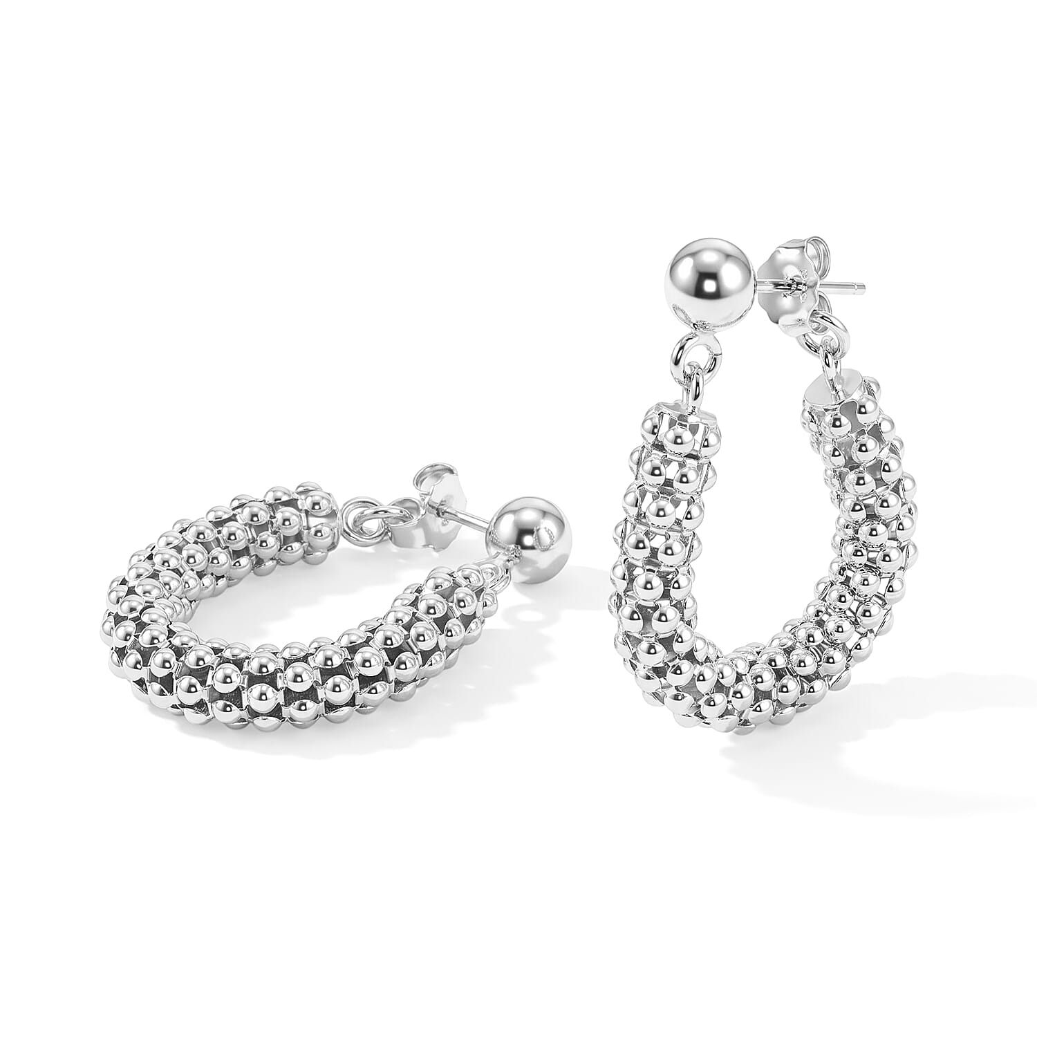 La Bella Italian Popcorn Earrings in Sterling Silver 6.17 Grams