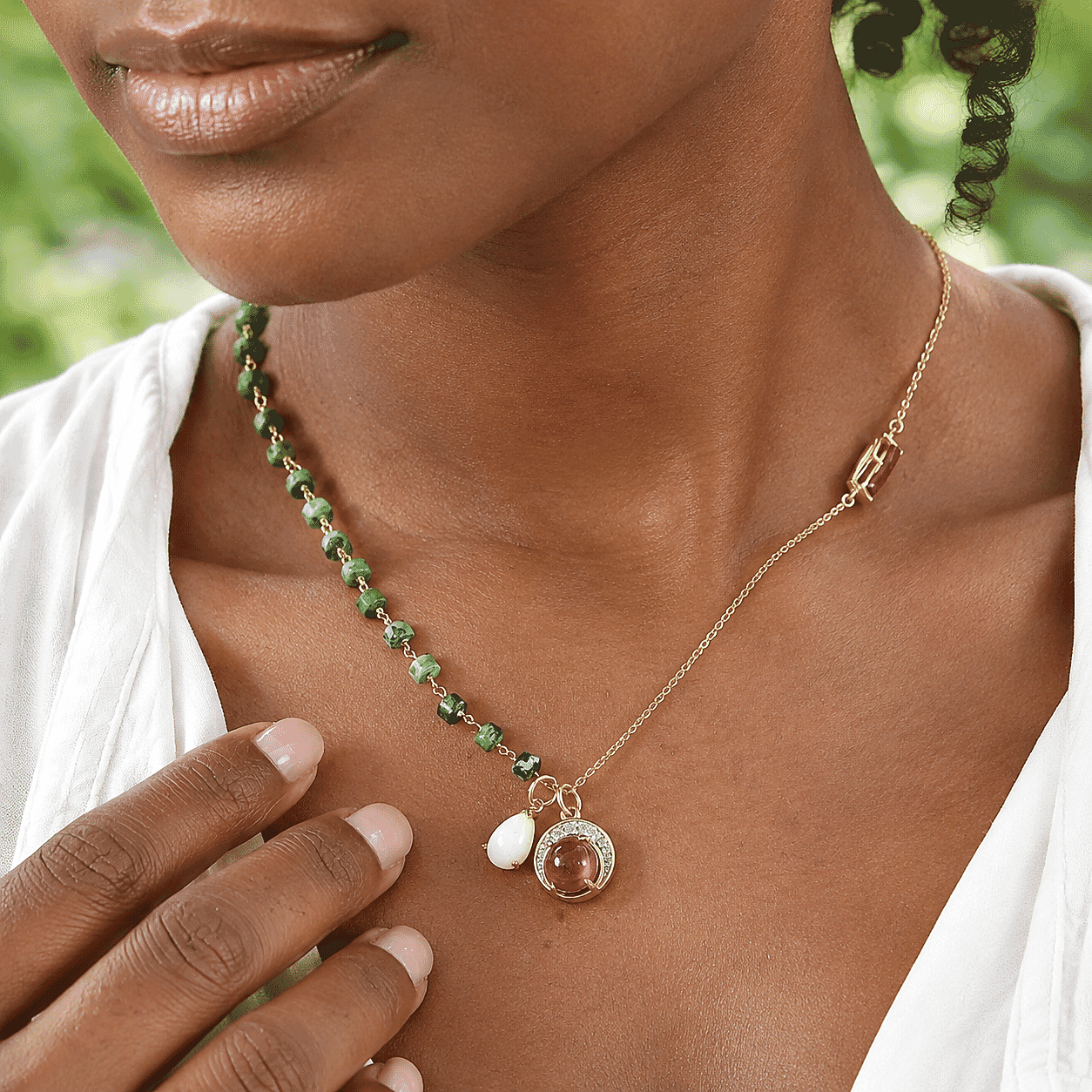 Rachel Roy Premium Niassa Ruby (FF) and Multi Gemstone 13.10 ctw Necklace in 18K Vermeil Yellow Gold Over Sterling Silver 18 Inches
