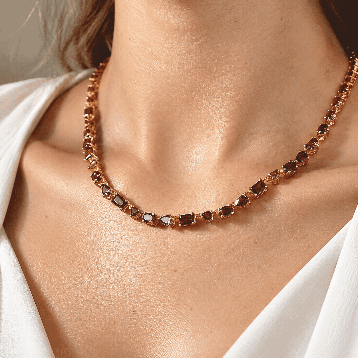 Rachel Roy Premium Orissa Rhodolite Garnet 26.30 ctw Line Necklace in 18K Vermeil Yellow Gold Over Sterling Silver 16 Inches