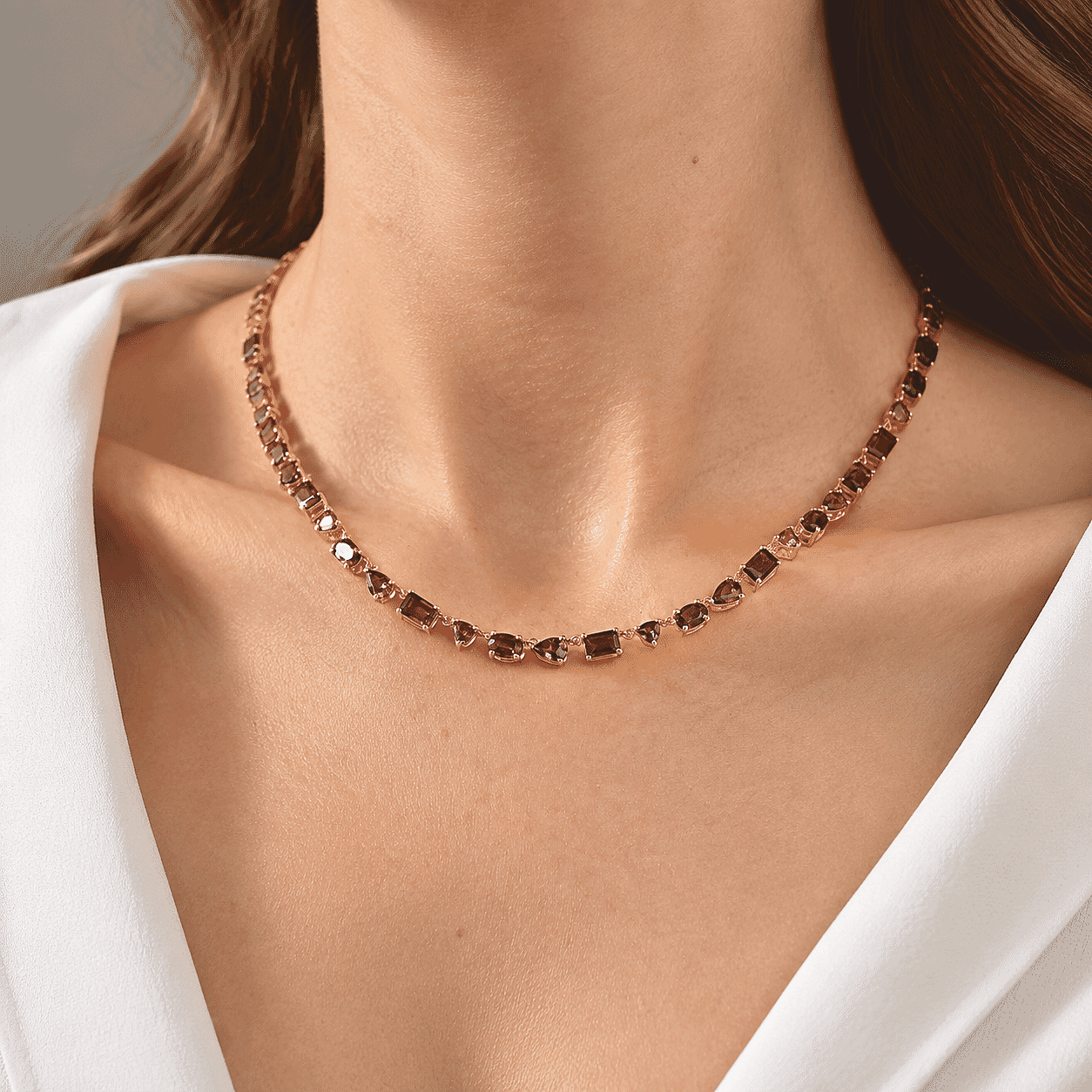 Rachel Roy Premium Orissa Rhodolite Garnet 26.30 ctw Line Necklace in 18K Vermeil Yellow Gold Over Sterling Silver 16 Inches