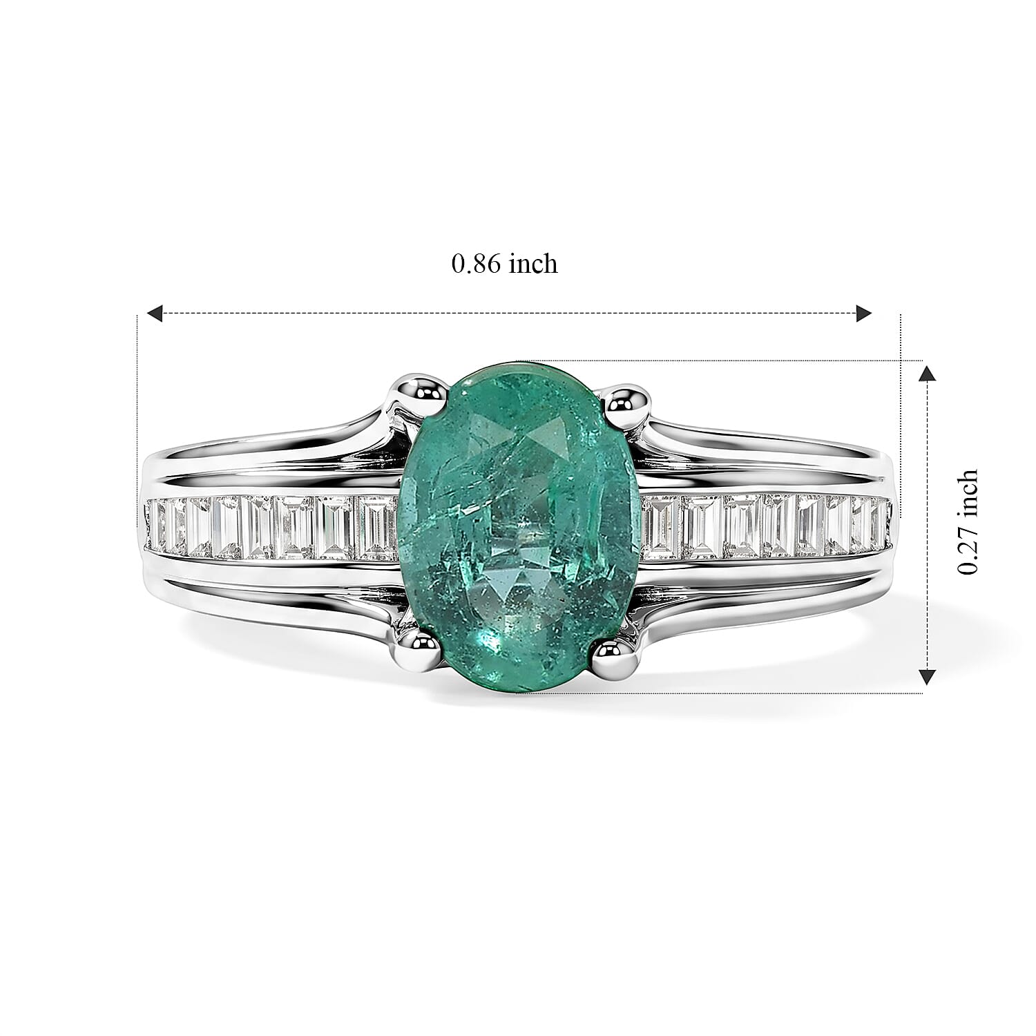 D'Joy Kagem Zambian Emerald and Diamond 0.90 ctw Classic Radiance Ring in Rhodium Over Sterling Silver (Size 7.0)