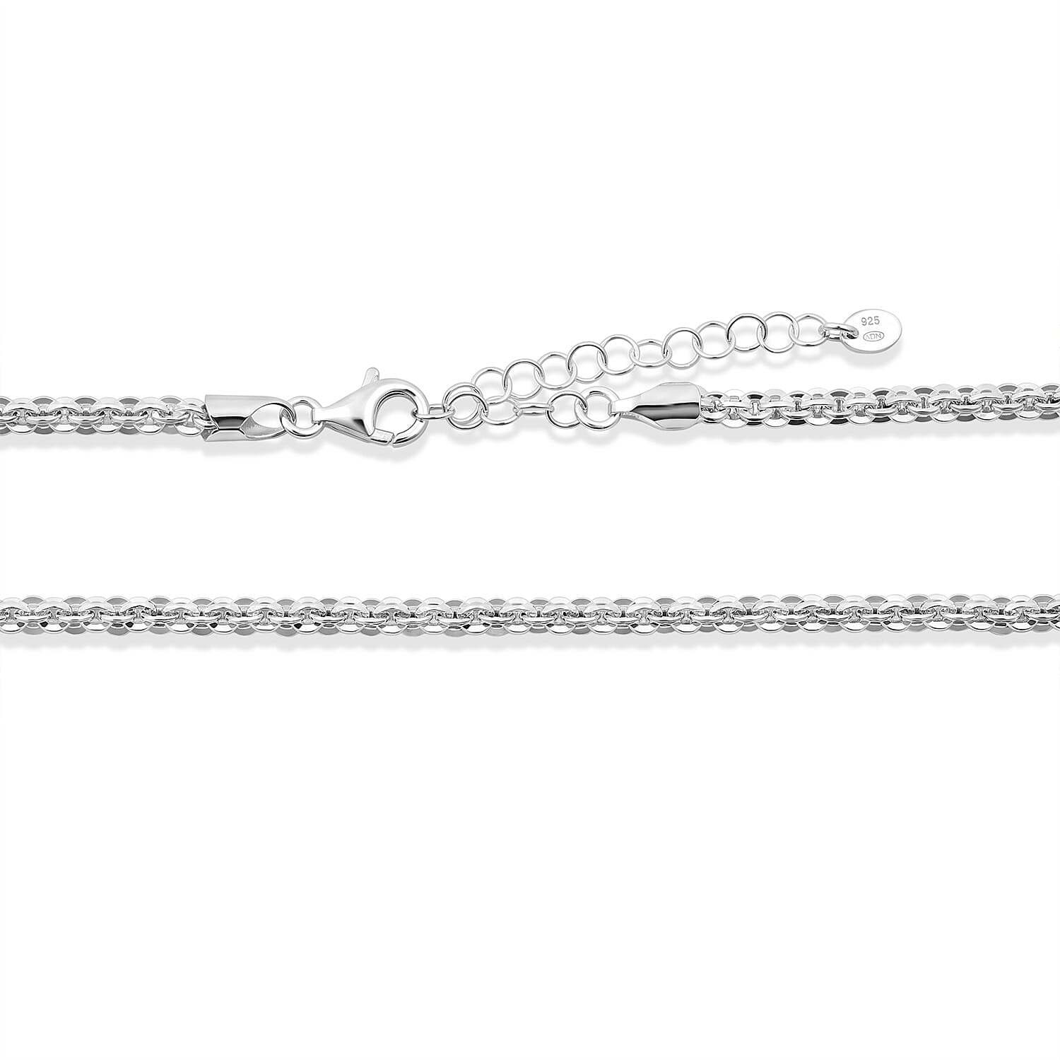 La Bella Italian Cristallnio Chain Necklace in Sterling Silver (20-22 Inches) 18.33 Grams