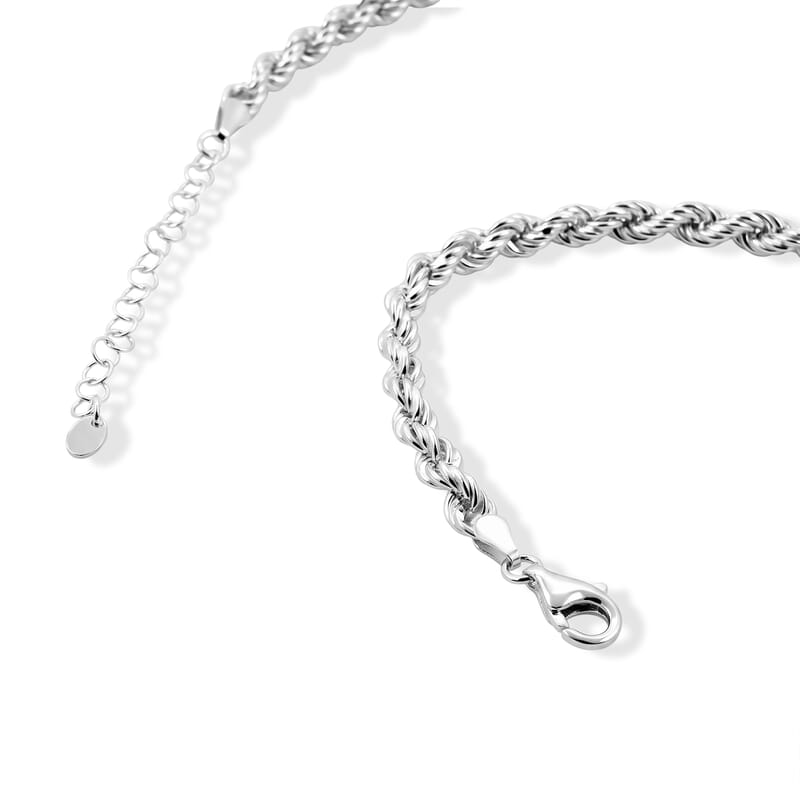 La Bella Italian Hollow Rope Graduated Chain Necklace in Sterling Silver (20-22 Inches) 22.40 Grams