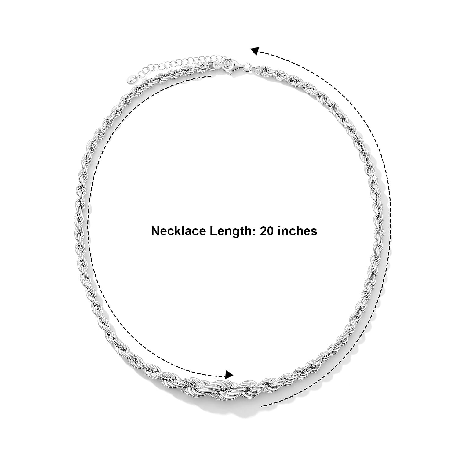 La Bella Italian Hollow Rope Graduated Chain Necklace in Sterling Silver (20-22 Inches) 22.40 Grams
