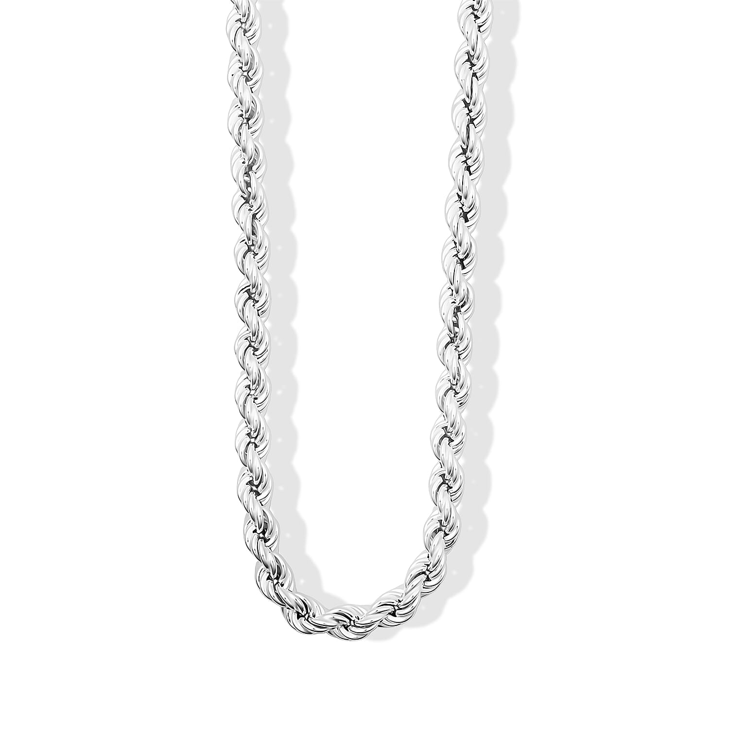 La Bella Italian Hollow Rope Chain Necklace in Sterling Silver (20-22 Inches) 31.34 Grams