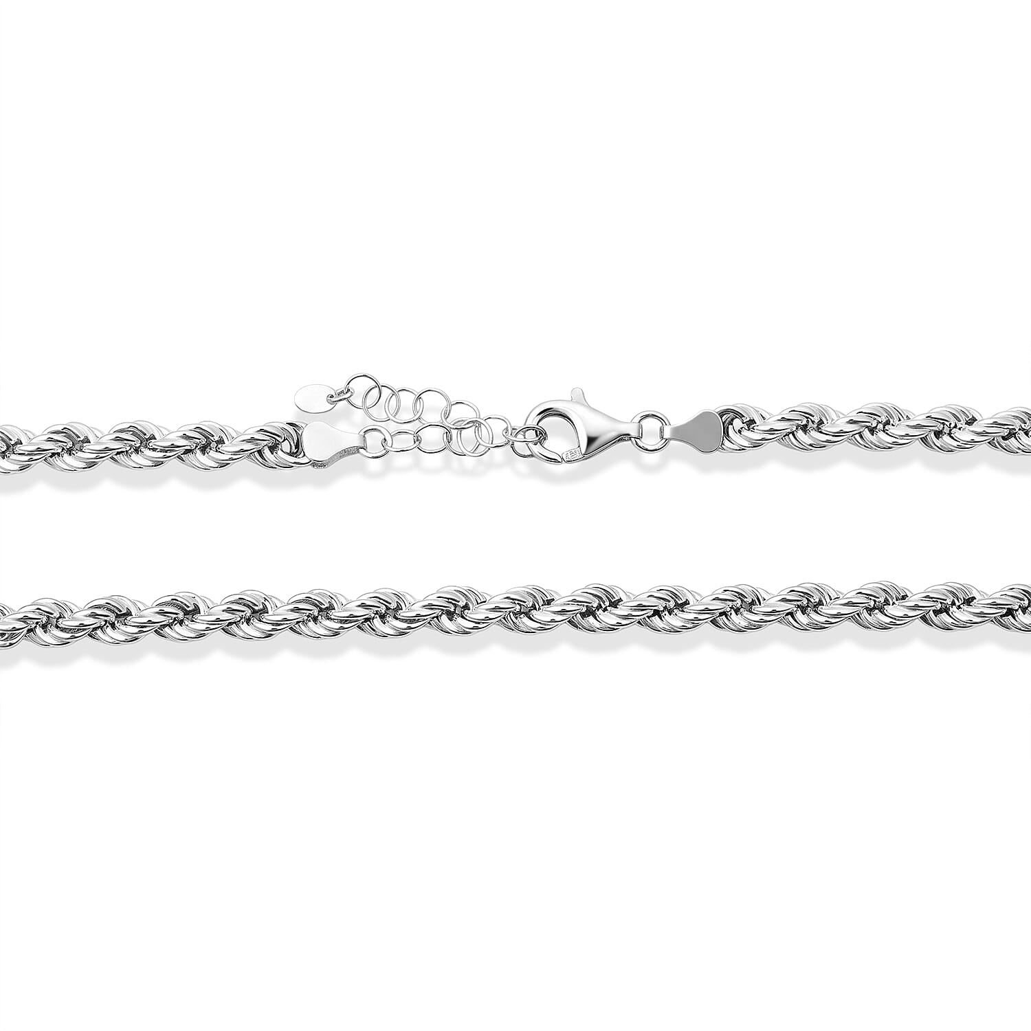 La Bella Italian Hollow Rope Chain Necklace in Sterling Silver (20-22 Inches) 31.34 Grams