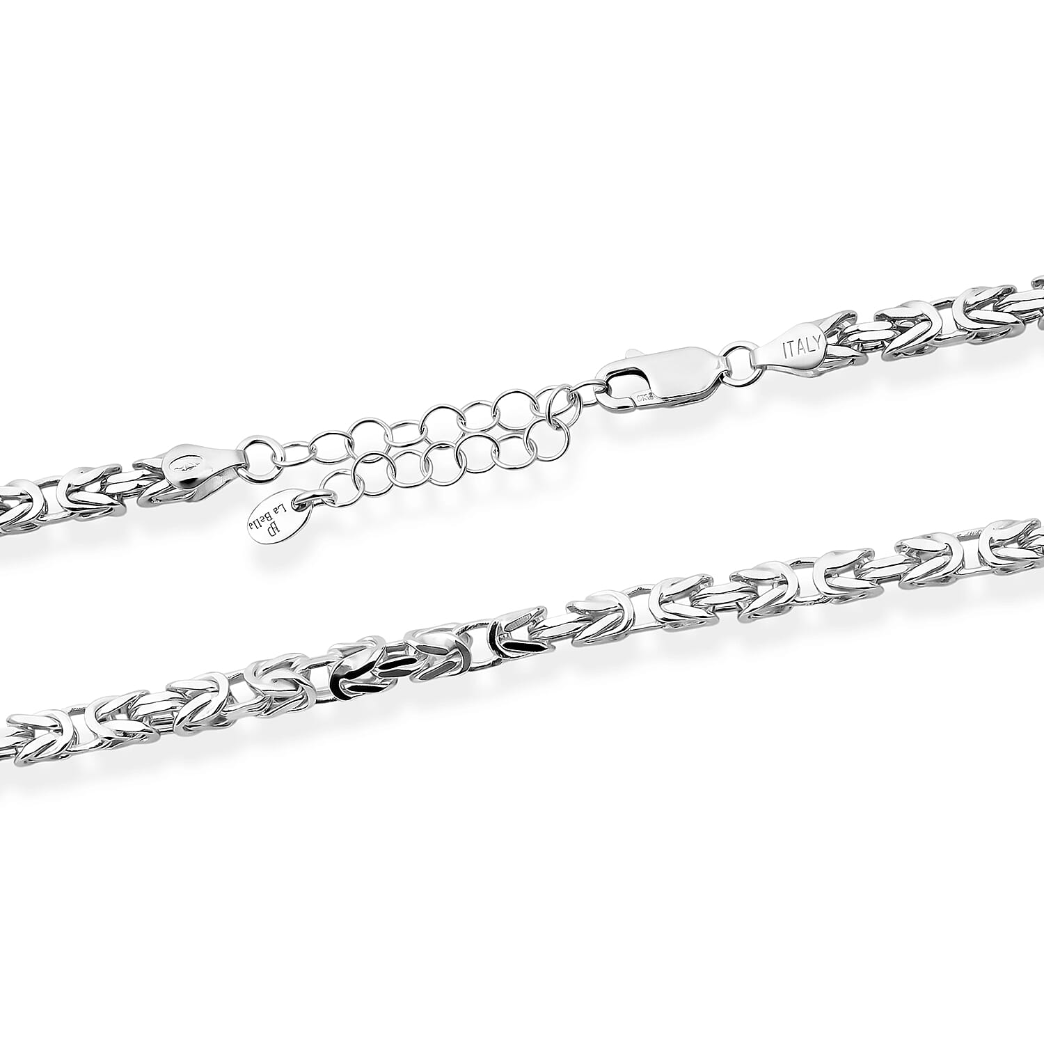 La Bella Italian 4 Side Massive King Chain Necklace in Sterling Silver (20-22 Inches) 30.60 Grams