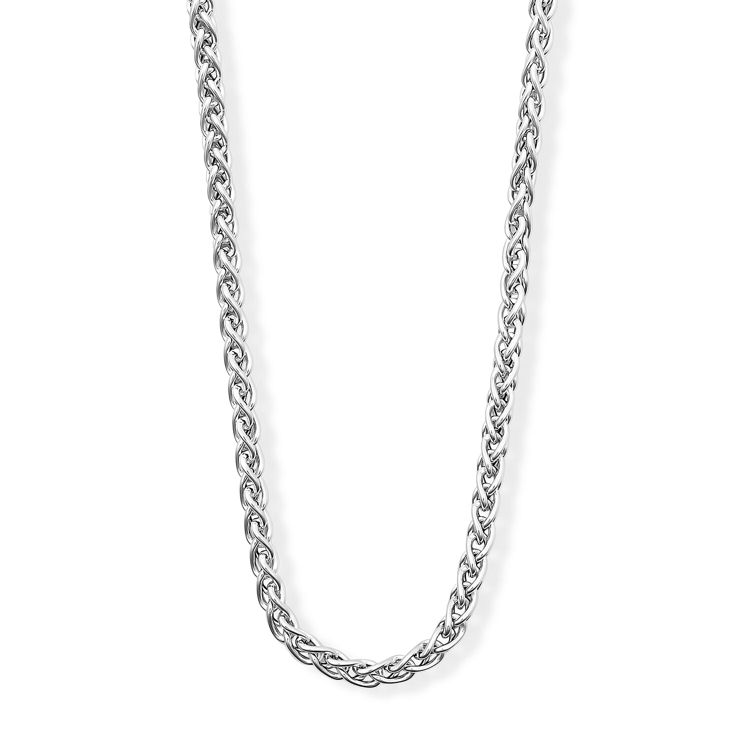 La Bella Italian Hollow Wheat Chain Necklace in Sterling Silver (20-22 Inches) 14.21 Grams