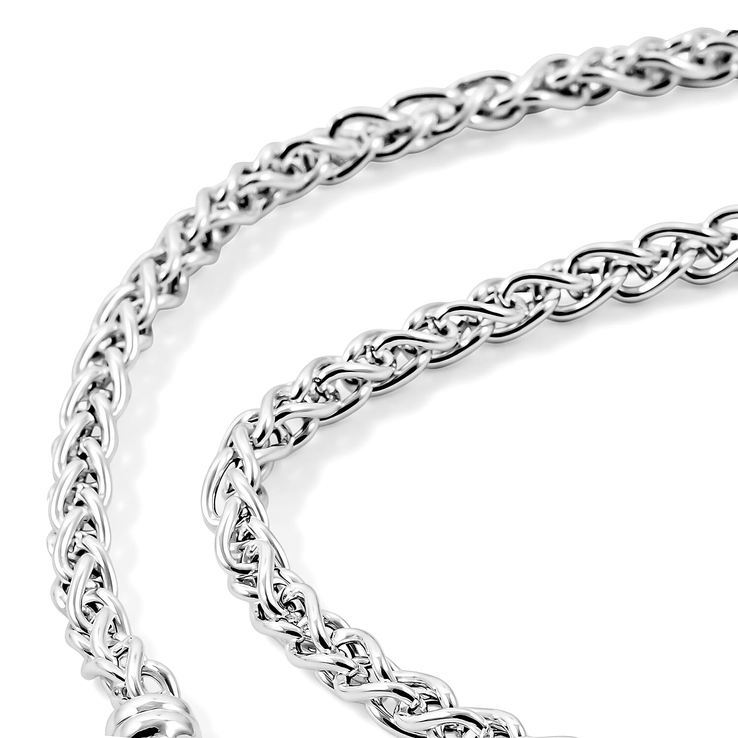 La Bella Italian Hollow Wheat Chain Necklace in Sterling Silver (20-22 Inches) 14.21 Grams
