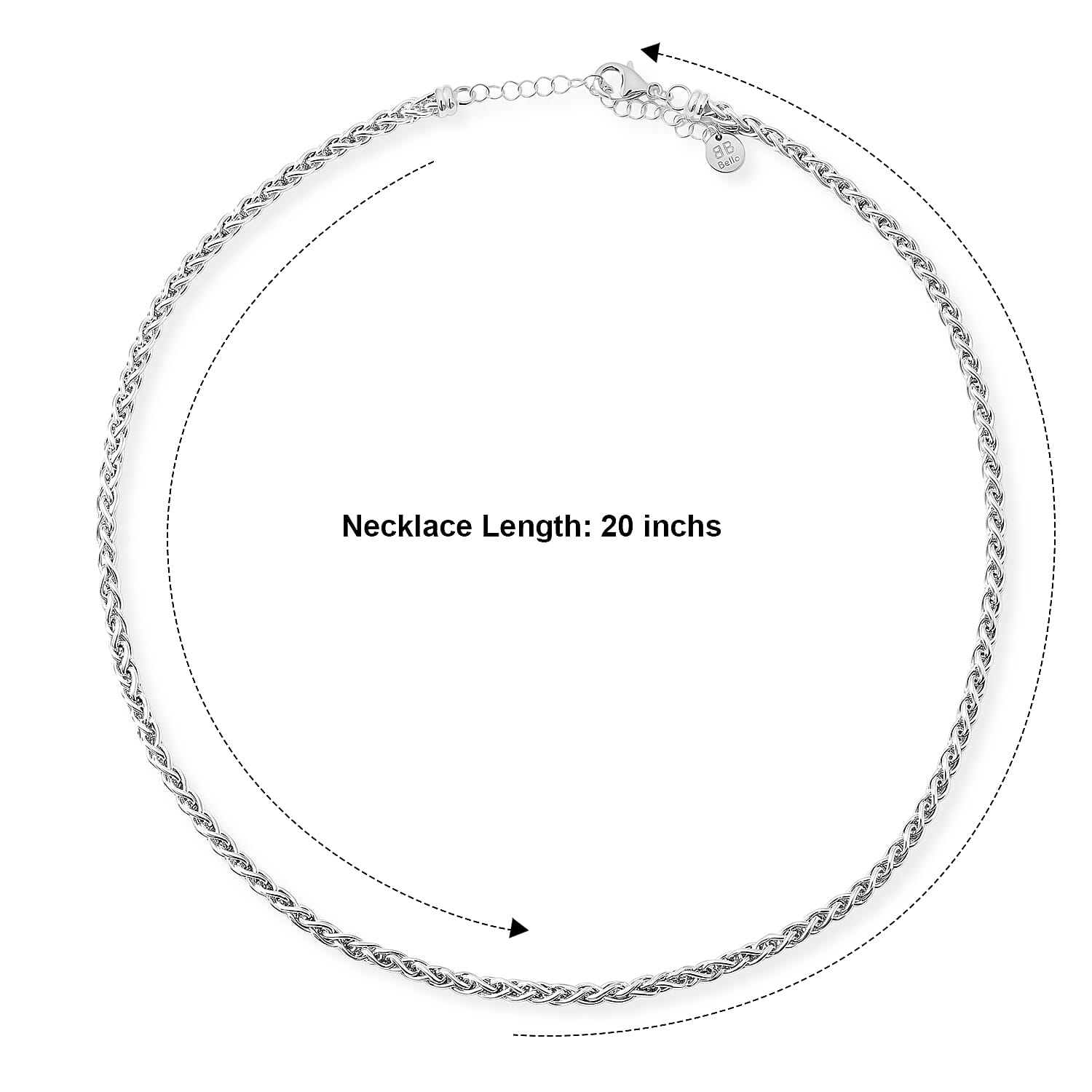 La Bella Italian Hollow Wheat Chain Necklace in Sterling Silver (20-22 Inches) 14.21 Grams