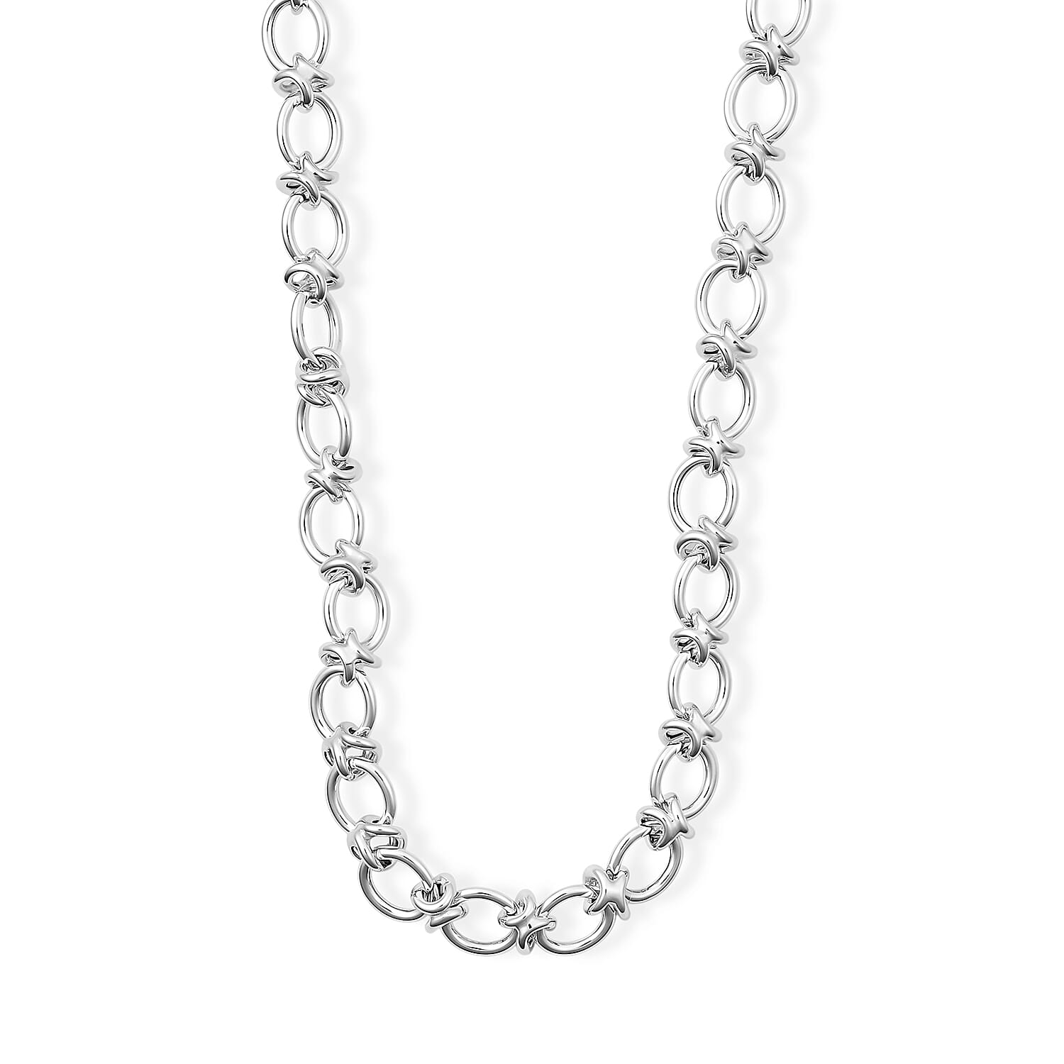 La Bella Italian Hollow Fancy Chain Necklace in Sterling Silver (20-22 Inches) 25.83 Grams