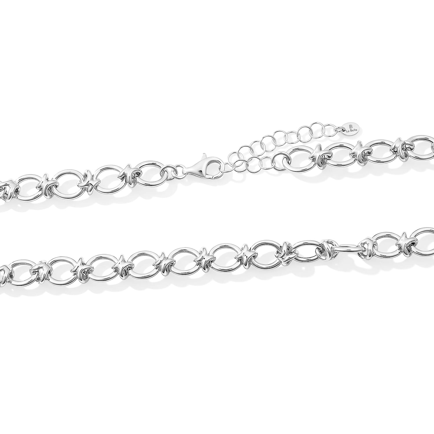 La Bella Italian Hollow Fancy Chain Necklace in Sterling Silver (20-22 Inches) 25.83 Grams