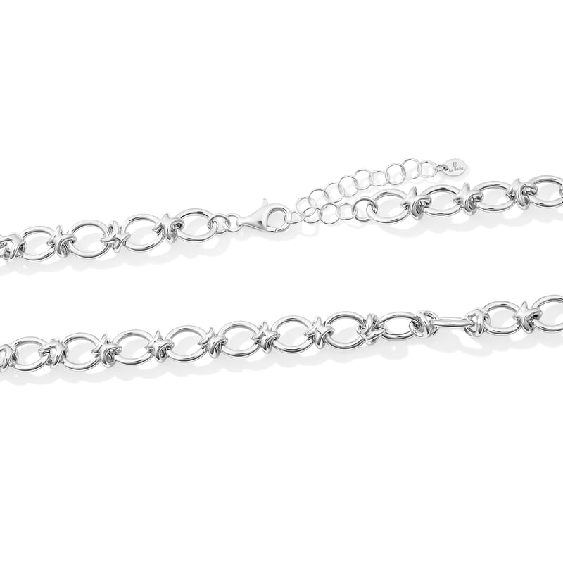 La Bella Italian Hollow Fancy Chain Necklace in Sterling Silver (20-22 Inches) 25.83 Grams
